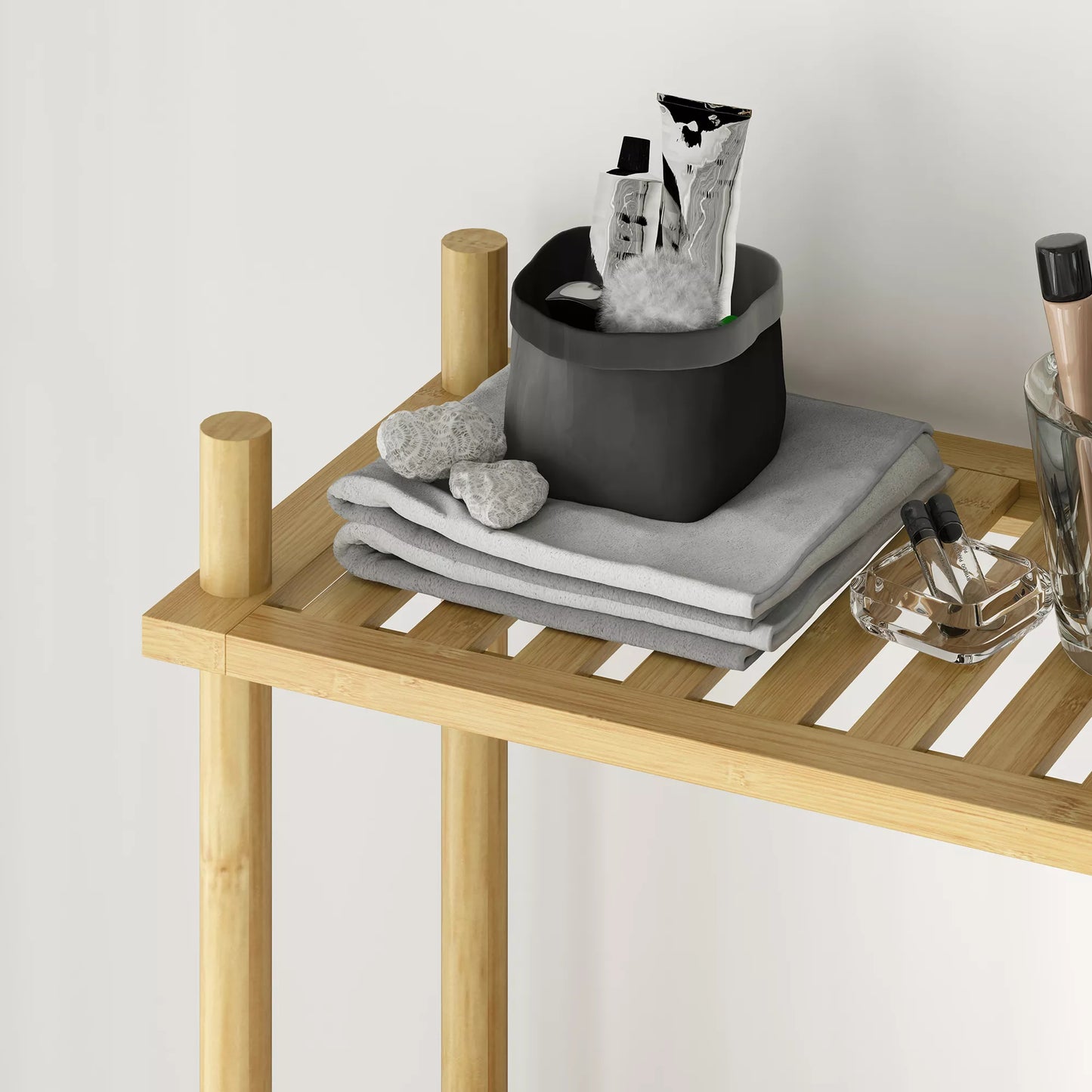 Tualeto lentyna 3 lygmenų Vonios lentyna, vietą taupantis natūralaus medžio 69 x 25,5 x 181 cm