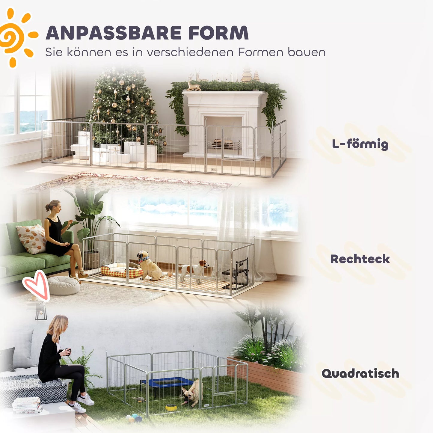 Gyvūnų aptvaras, šunų tvora, naminių gyvūnėlių žaidimų aikštelė, lankstus pritaikymas, nerūdijantis plienas