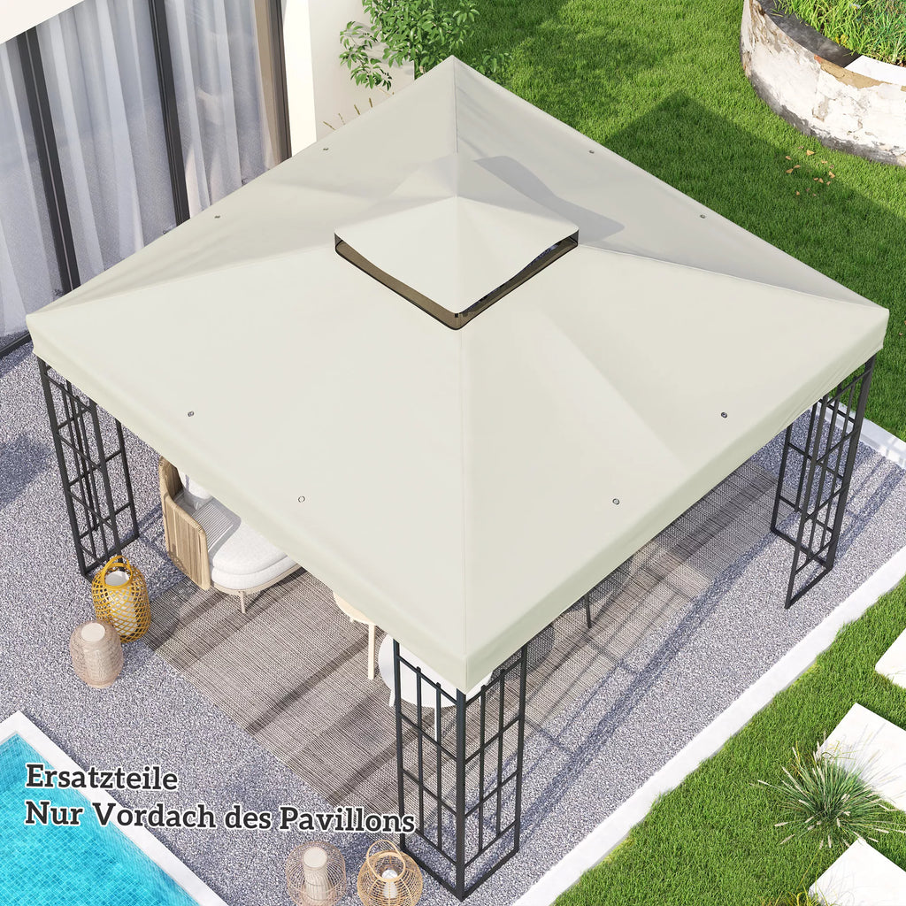 3 x 3 m atsarginis stogas paviljonui, atsarginis paviljono tentas su vandens nutekėjimo angomis, UPF30+, apsauga nuo saulės, šviesiai pilkos spalvos