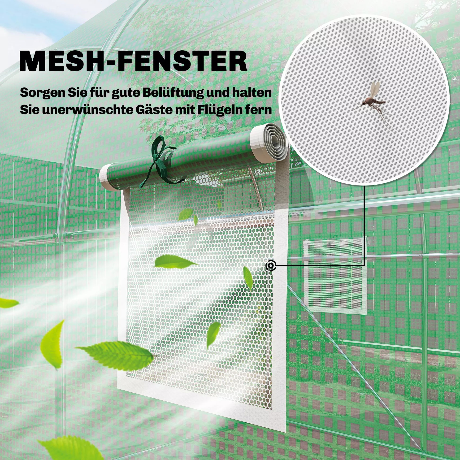 Arkinis šiltnamis su rakinamomis varstomomis durelėmis ir šešiais tinkliniais langais, folinis šiltnamis, pe-ratanas ir plienas, 3 x 2 x 2 m, žalia