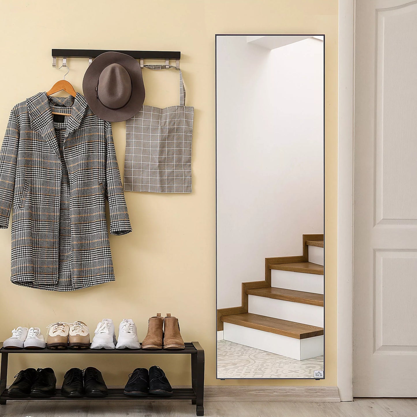 Didelis pastatomas veidrodis, sieninis veidrodis, viso kūno veidrodis, 161,5 cm, sidabrinis