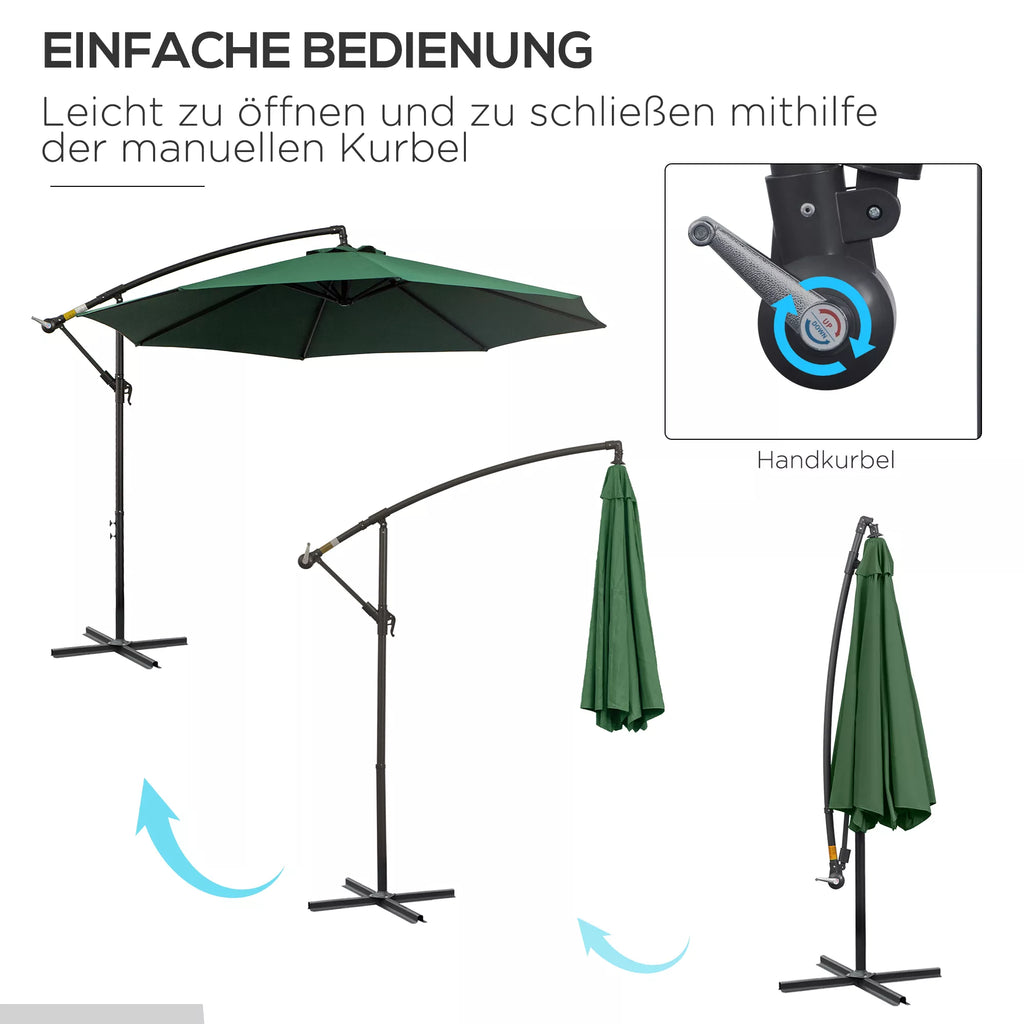 Skėtis su rankine rankena Atsparus oro sąlygoms 3 m x 3 m x 2,5 m XXL Žalias