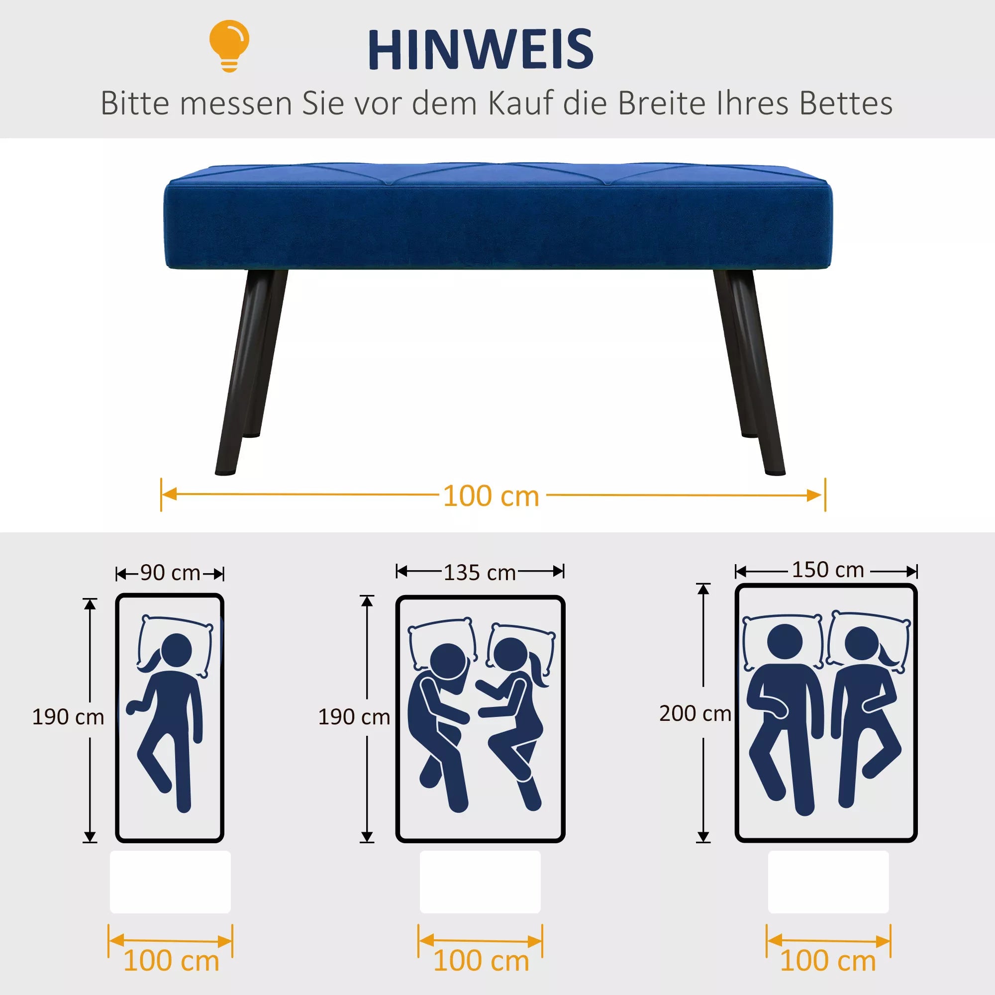 Sėdimoji sofa, minkšta sofa, lovos sofa, aksomo išvaizda, 100 x 36 x 45 cm, mėlyna