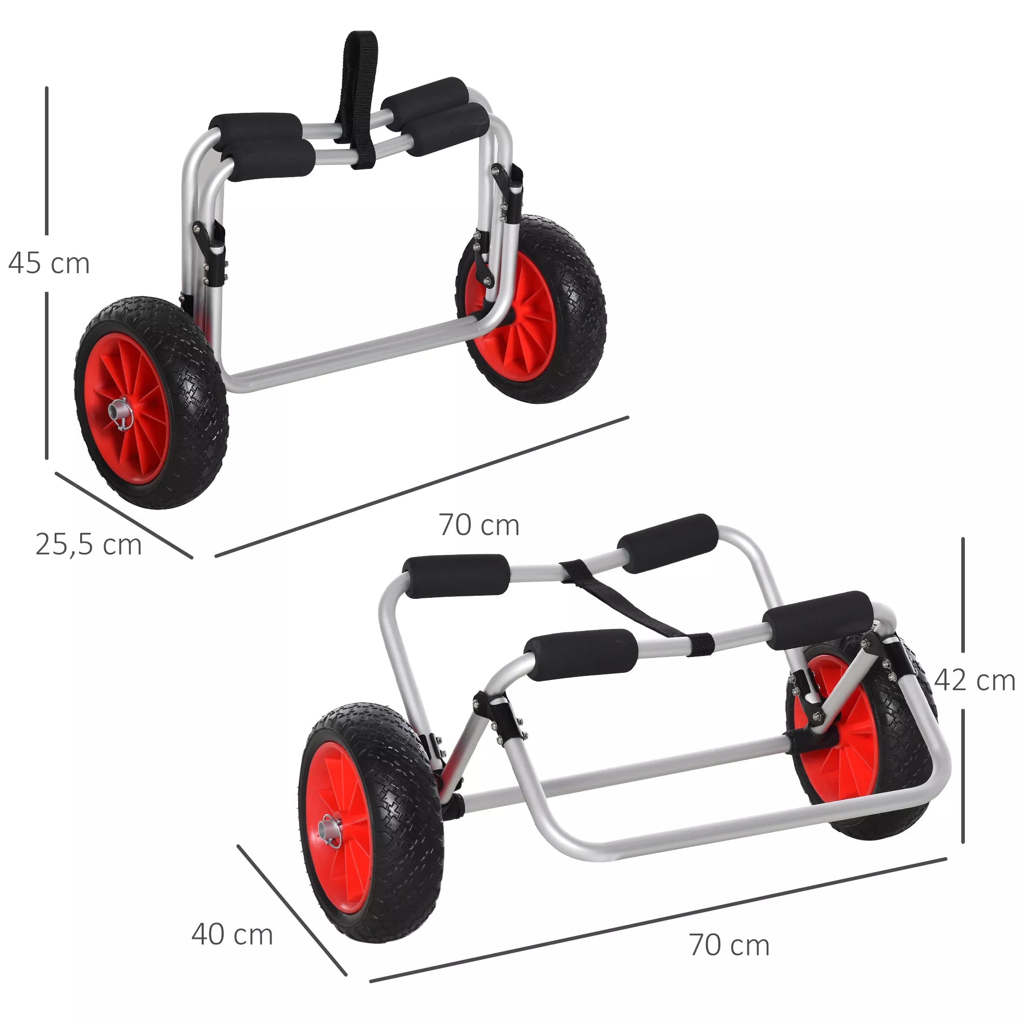 Sulankstomas kanojų vežimėlis iki 90 kg, aliuminis, transportavimo vežimėlis, kajakų vežimėlis, valčių vežimėlis su diržais, ratų apmušalai, banglentininkų vežimėlis, kanojų vežimėlis, valčių priekaba, vežimėlis banglentei, valčių priekaba, pripučiamai1