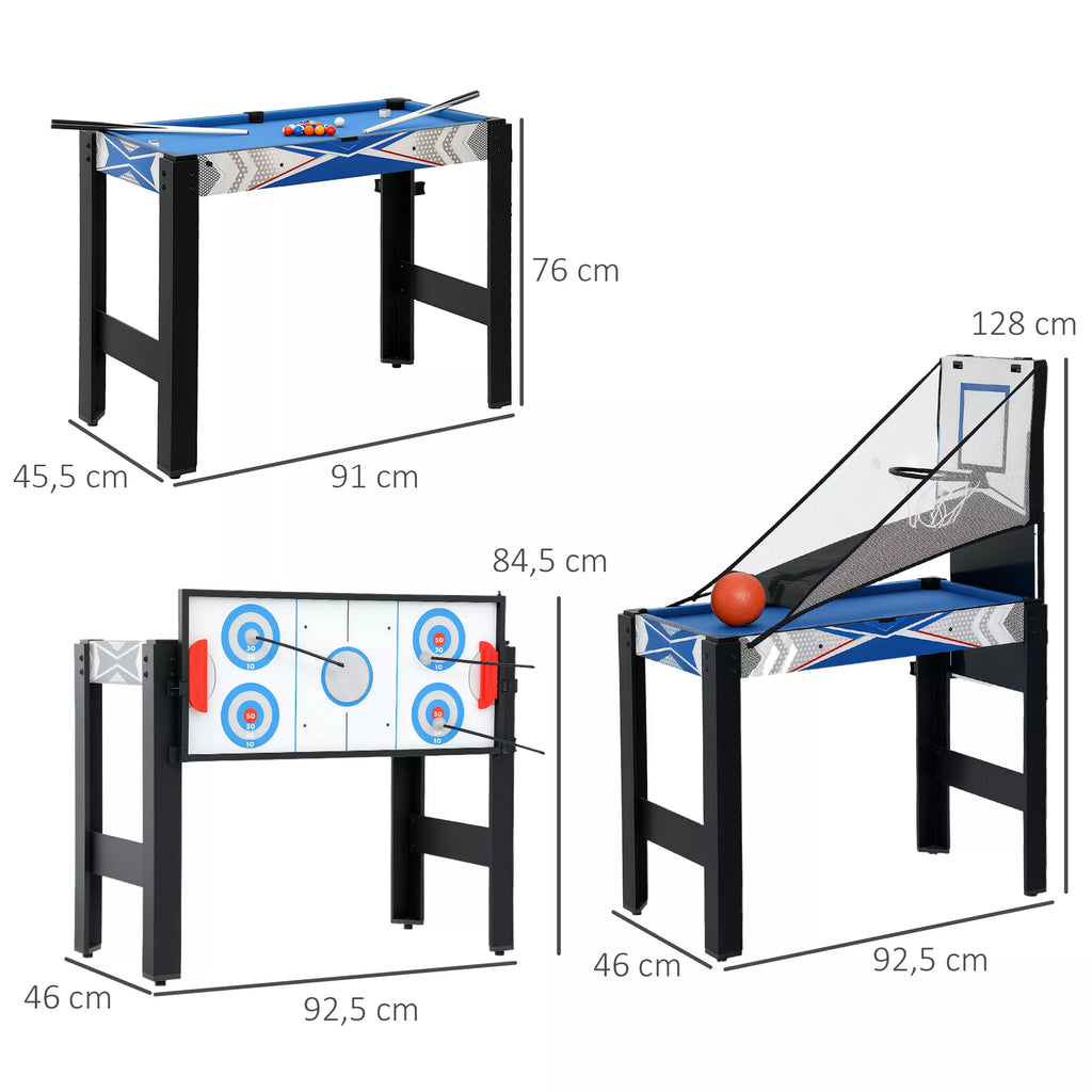 Daugiafunkcis žaidimų stalas 5-in-1 su priedais, 91x45,5x76 cm, mėlynas