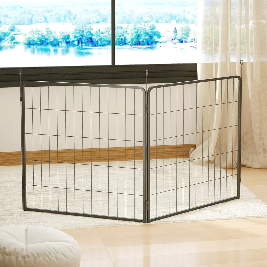 Šunų aptvaro praplėtimas, 2 dalių metalinis elementas, juodas