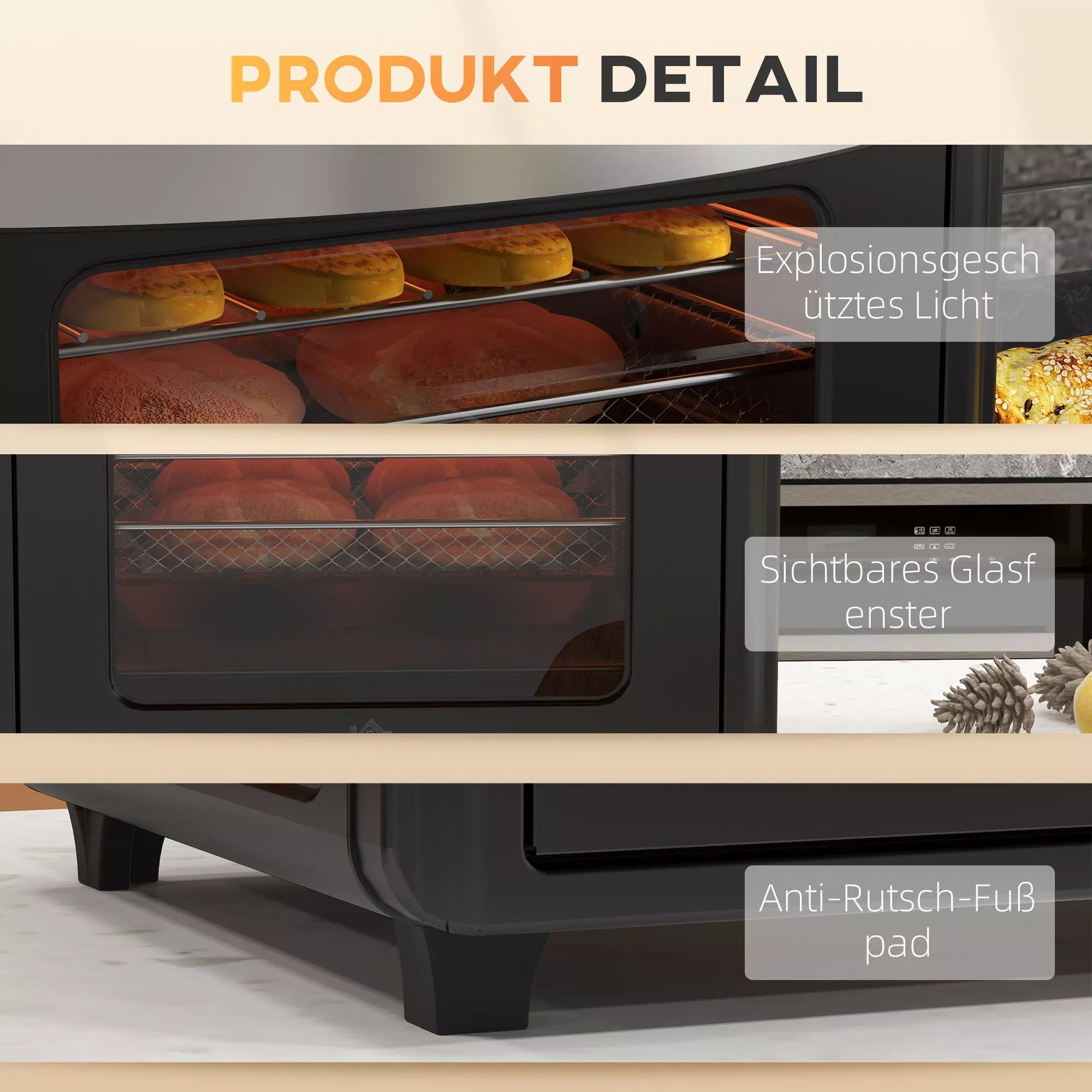 Mini orkaitė, karšto oro gruzdintuvė, 90–230 °C, 7 programos, priedai, juoda