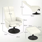 Sofa su atorama, televizijos kėdė su pakoja, besisukanti, ergonomiška, mikropluošto išvaizda, iki 150 kg, kreminės baltos spalvos