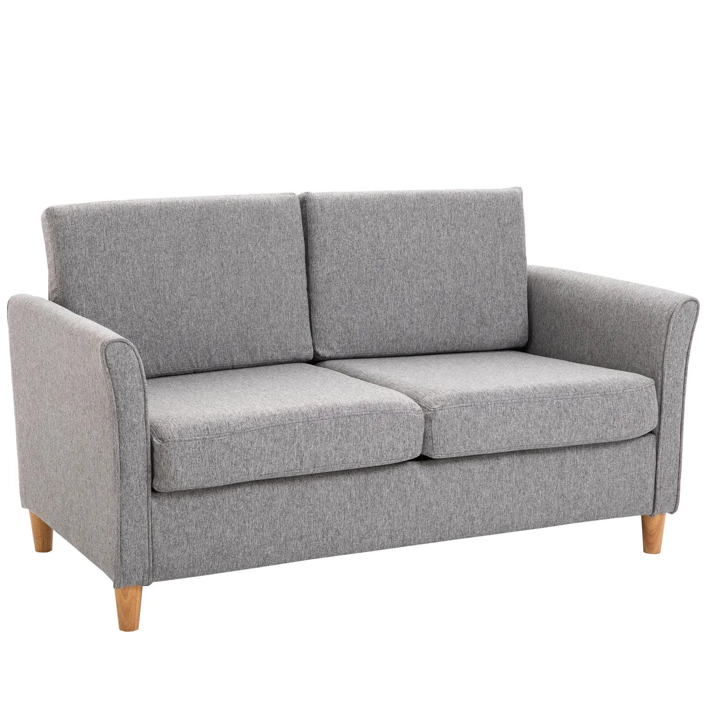 ® Dviejų vietų sofa | Nuimamos pagalvėlės | Linas, putplastis, kaučiuko mediena | Šviesiai pilka | 141 x 70 x 78 cm