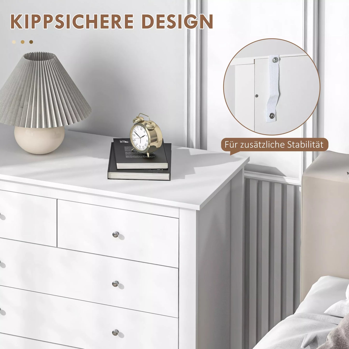 Komoda, spintelė, tylus atidarymas/uždarymas, apsauga nuo apvirtimo, 79 x 39,5 x 80,5 cm, Balta