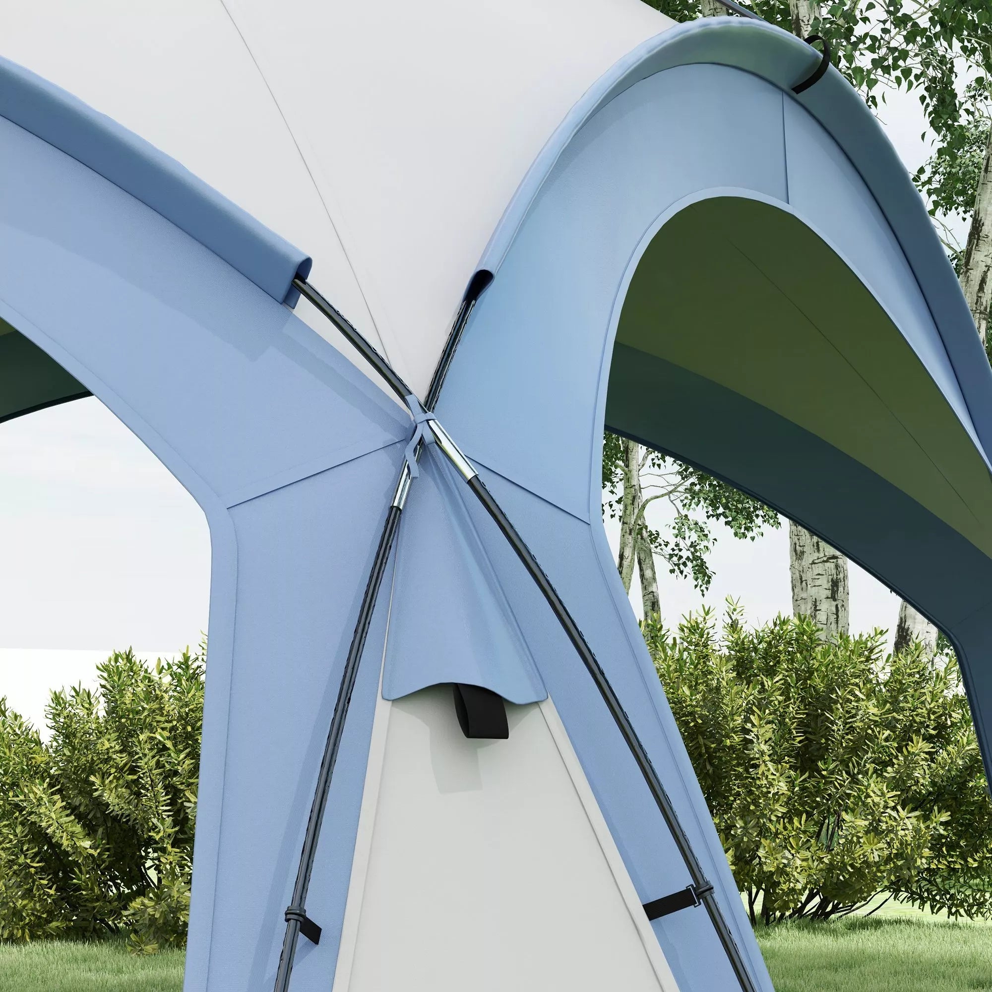 Event Shelter 3,5 x 3,5 m paviljonas su kabliais Durys Vandeniui atsparus Žiemai pritaikytas Sodo paviljonas Šviesiai mėlynas