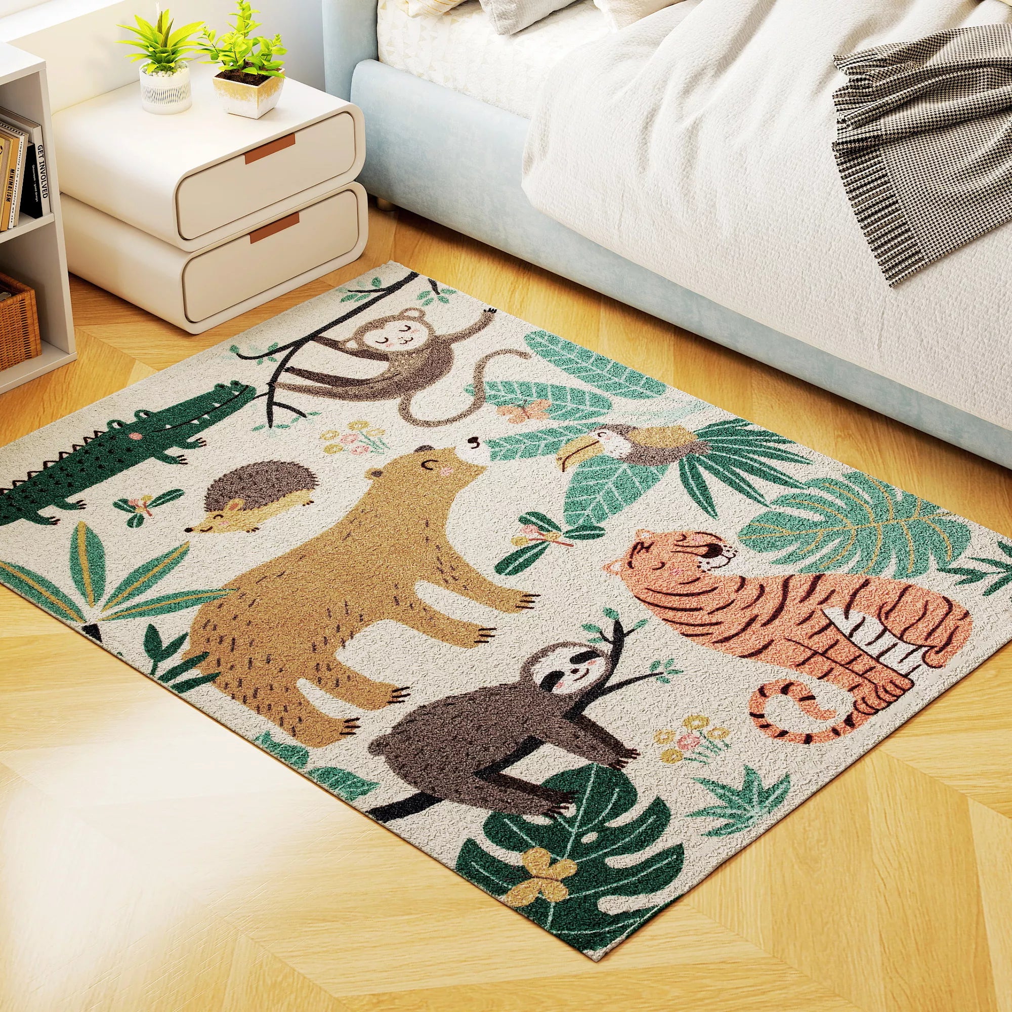Fleece kilimas su džiunglių raštu, 160 x 120 cm, daugiaspalvis