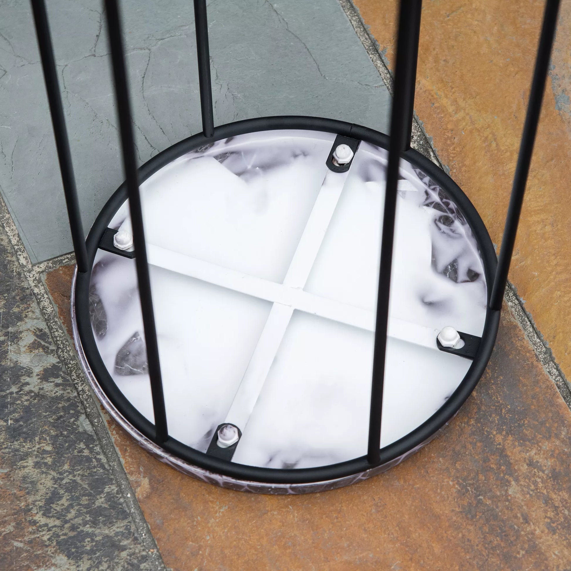 Gėlių stovas, 3 vnt. komplektas, metalinis, augalų stovas, marmuro imitacijos, gėlių staliukas, vazonų laikiklis, sukraunamas, augalų staliukas, vazonui, juodas+pilkas