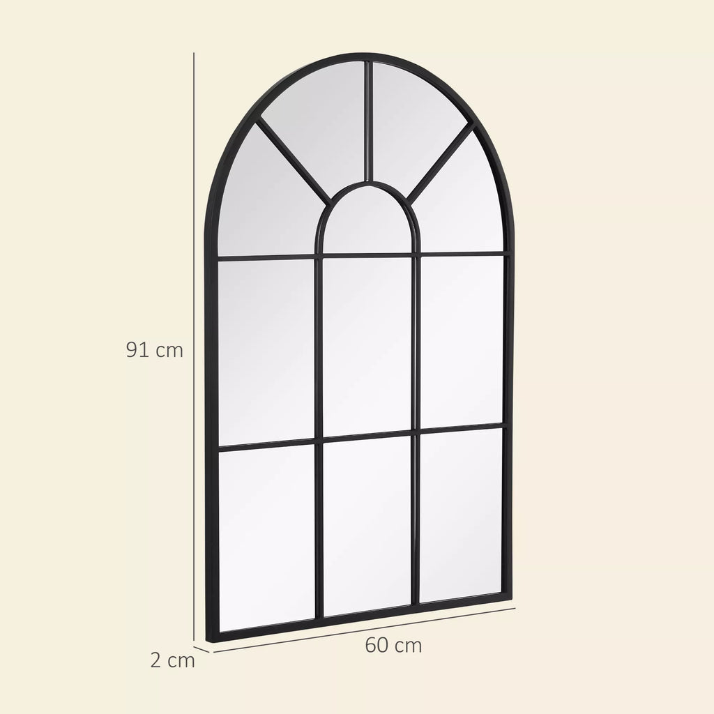 Langų veidrodis su metaliniu rėmu, 91 cm x 2 cm x 60 cm Juodas