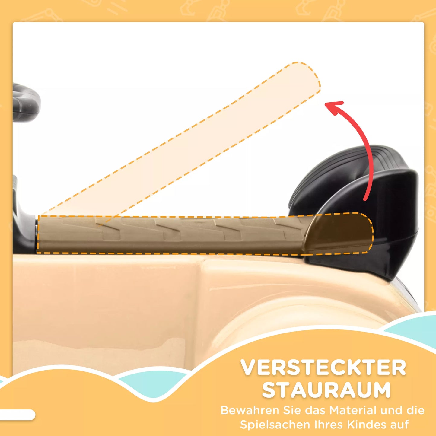 Vaikiškas automobilis stumdukas, „Mercedes Benz 300 S“ dizaino, smėlio spalvos