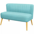 Retro dizaino dviejų vietų sofa su medinėmis kojelėmis, 117 cm x 56,5 cm x 77 cm, žalia