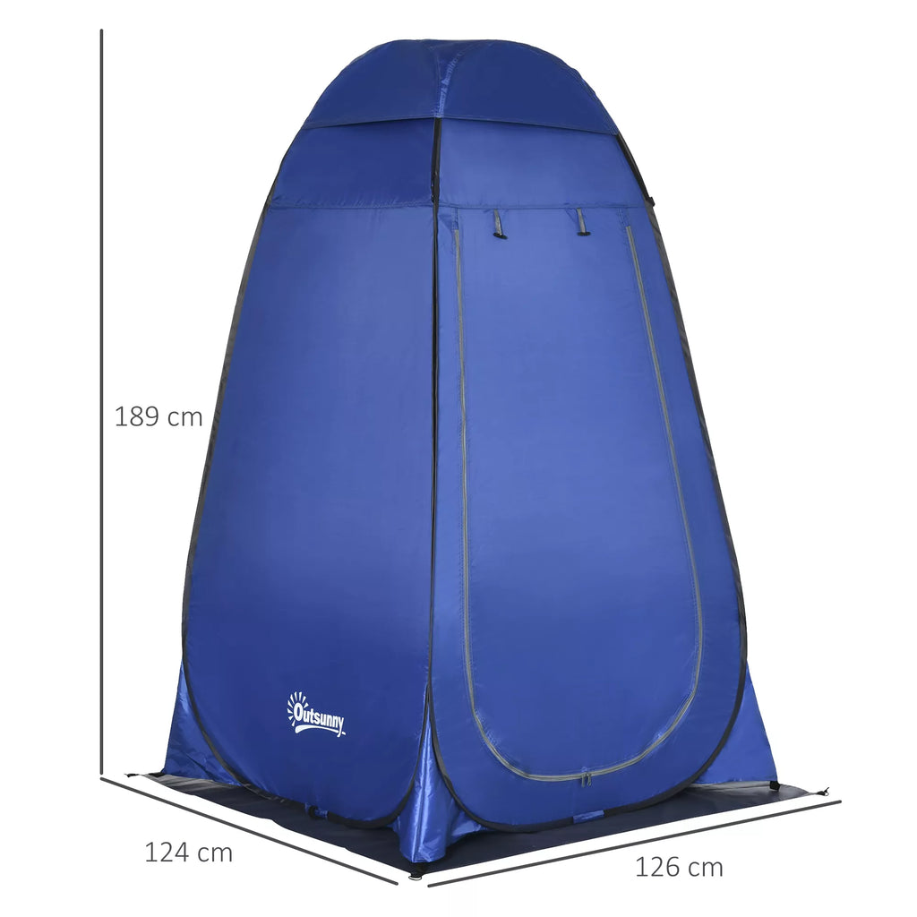 Pop-up dušo palapinė Tualeto palapinė Kempingo persirengimo palapinė su nešimo krepšiu Mobilus lauko tualetas Persirengimo kabina Stovyklos palapinė Tamsiai mėlyna 126 x 124 x 189 cm