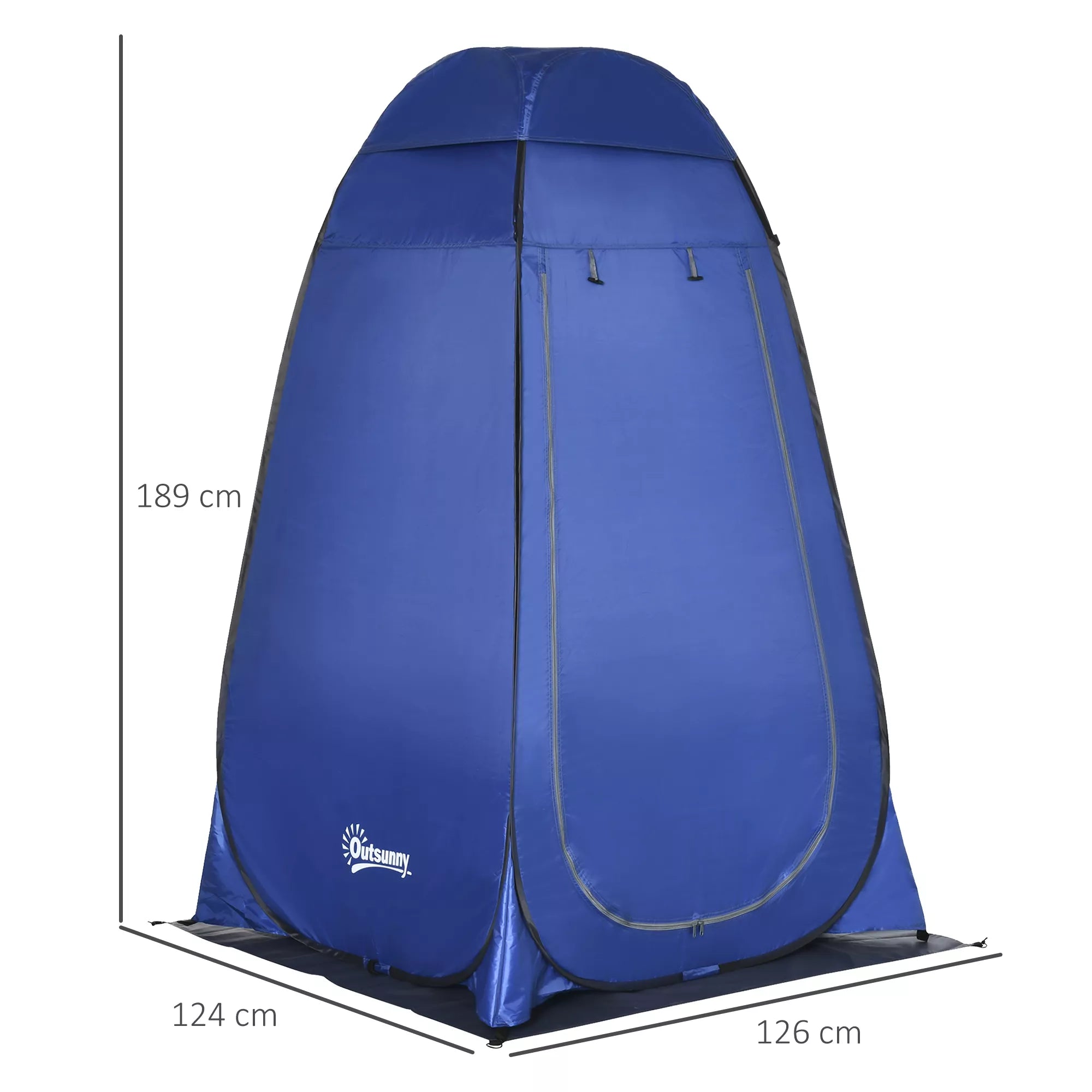 Pop-up dušo palapinė Tualeto palapinė Kempingo persirengimo palapinė su nešimo krepšiu Mobilus lauko tualetas Persirengimo kabina Stovyklos palapinė Tamsiai mėlyna 126 x 124 x 189 cm