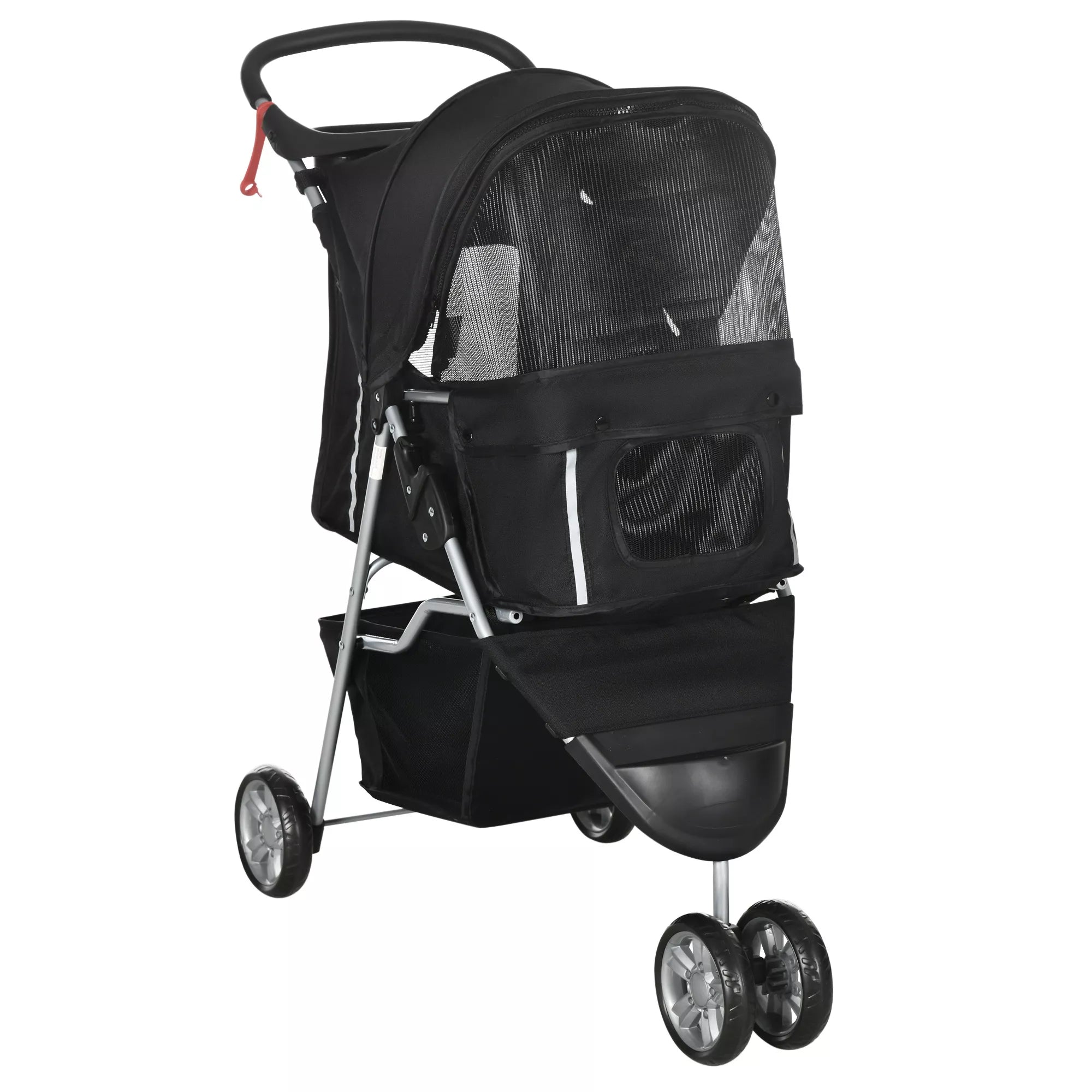 Sulankstomas vežimėlis šunims ir katėms iki 10 kg, 75 x 45 x 97 cm, tamsiai pilkas