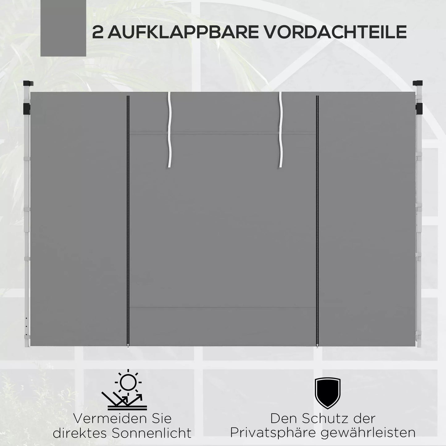 Pavilion užuolaidos, 2 vnt. rinkinys, skirtas 3x6 m arba 3x3 m sodo paviljonams, su langais ir durimis, šviesiai pilkos spalvos