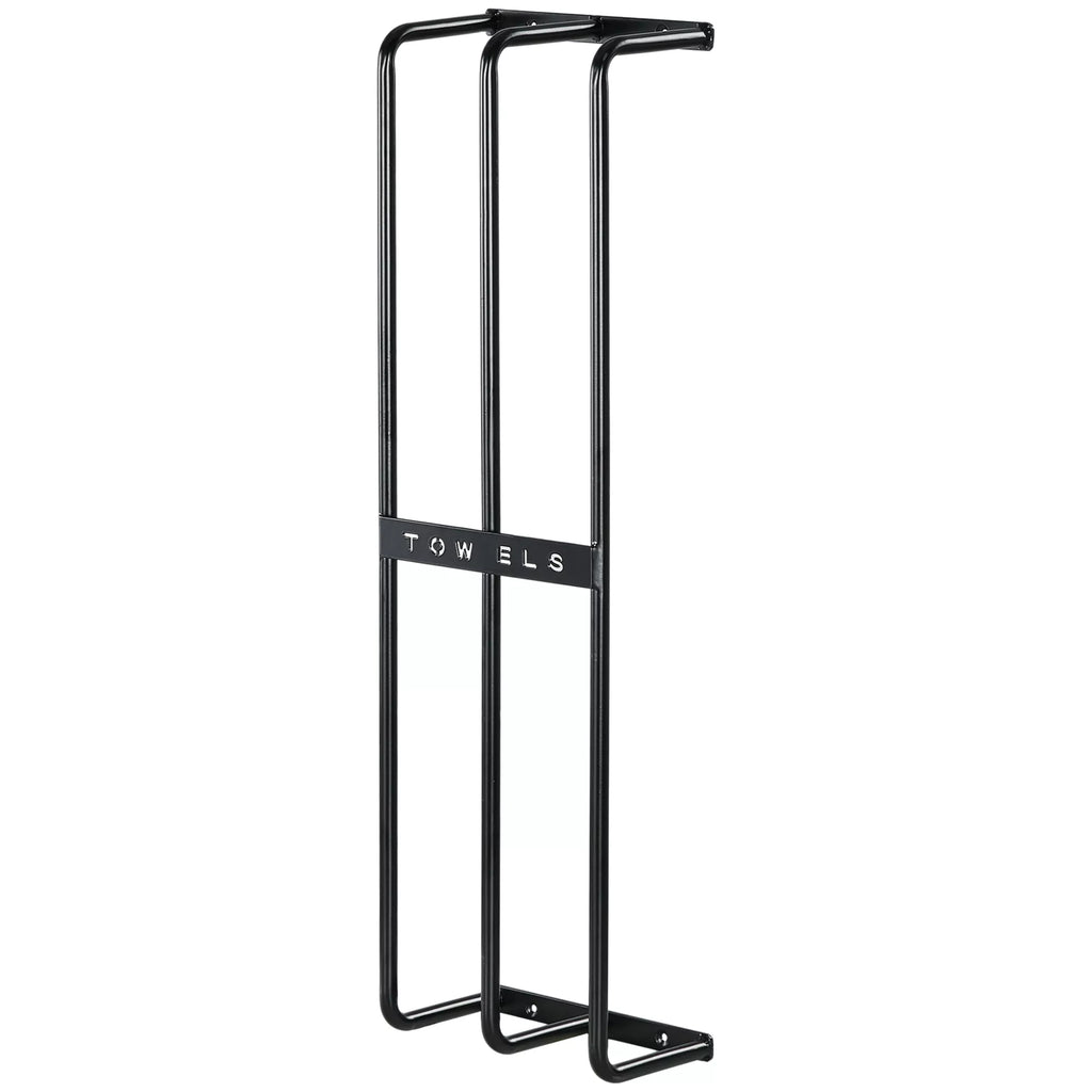 Rankščių laikiklis, sieninis laikiklis 6 dideliems rankšluosčiams, Metalo, 21x12x74cm, Juodas