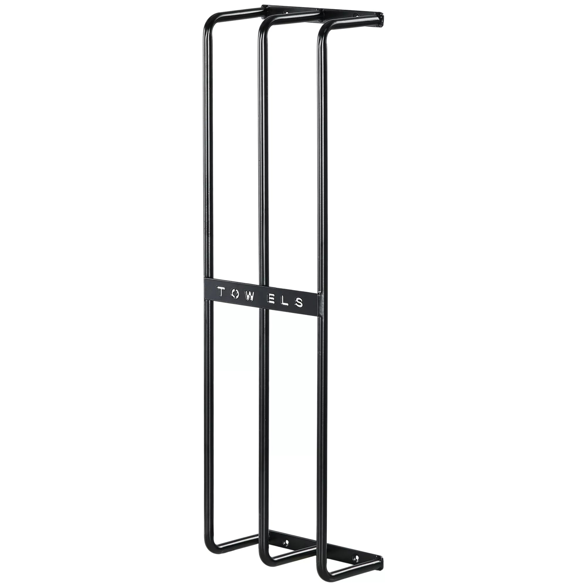 Rankščių laikiklis, sieninis laikiklis 6 dideliems rankšluosčiams, Metalo, 21x12x74cm, Juodas
