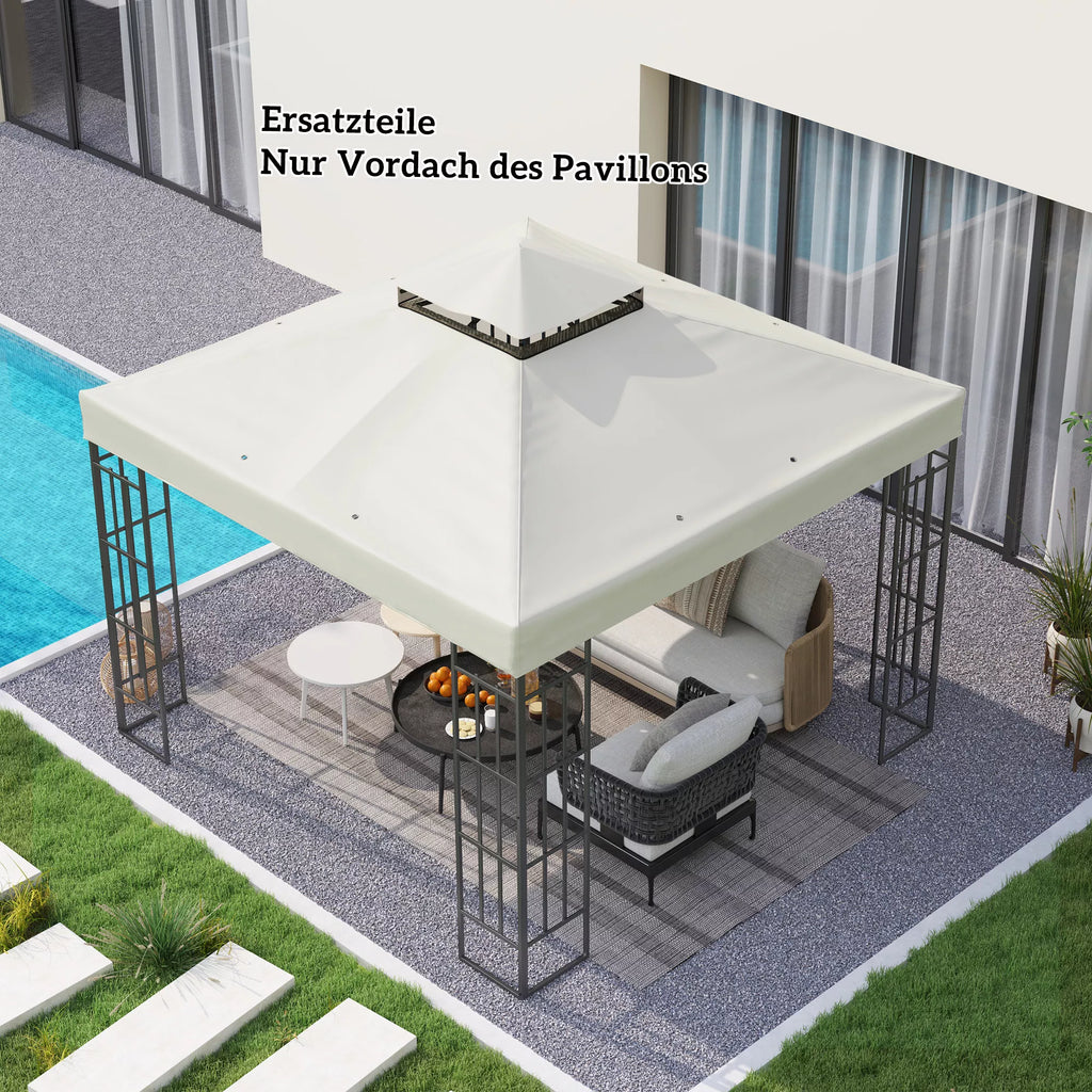 3 x 3 m atsarginis stogas paviljonui, atsarginis paviljono tentas su vandens nutekėjimo angomis, UPF30+, apsauga nuo saulės, šviesiai pilkos spalvos