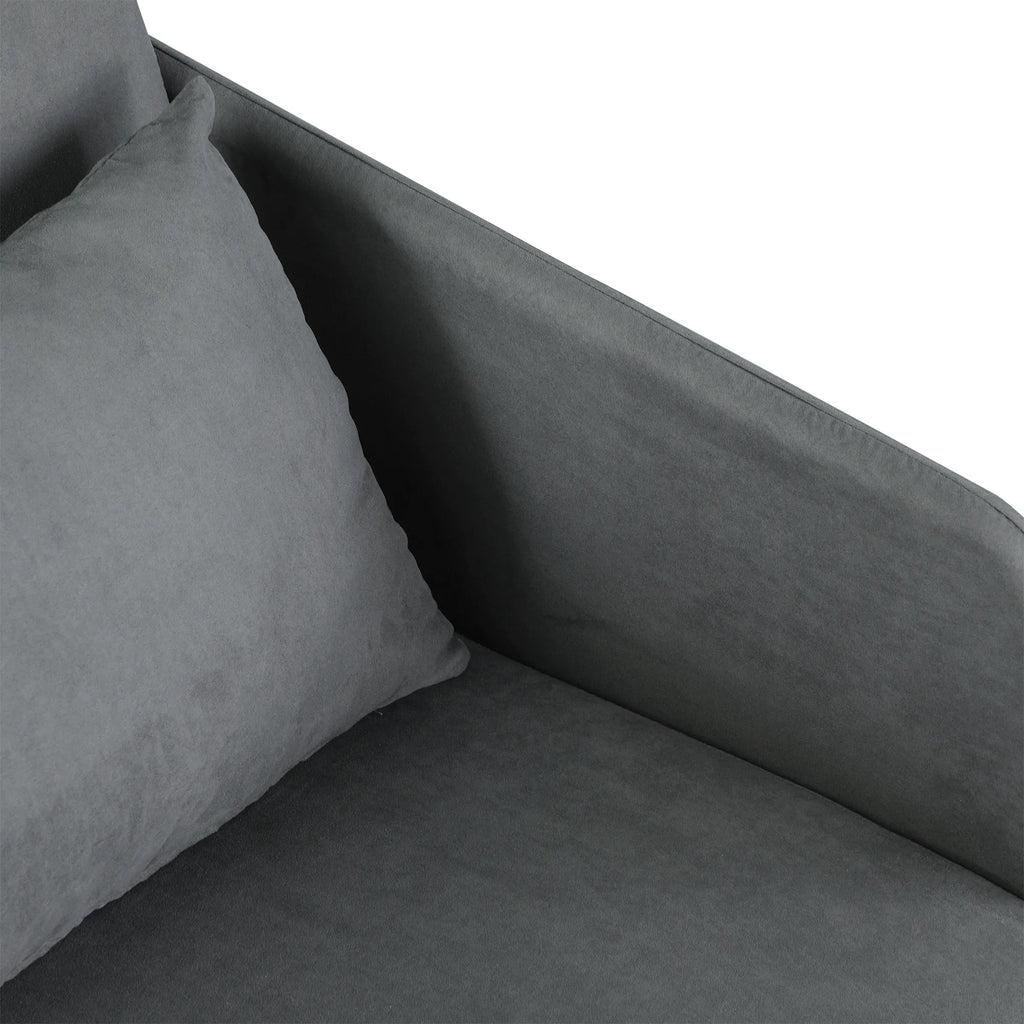 Miegamasis sofos Sofos lova Vienvietė sofa Skalbiama danga 2 šoninės kišenės Pagalvės Metalo Pilka 70 x 76 x 77 cm