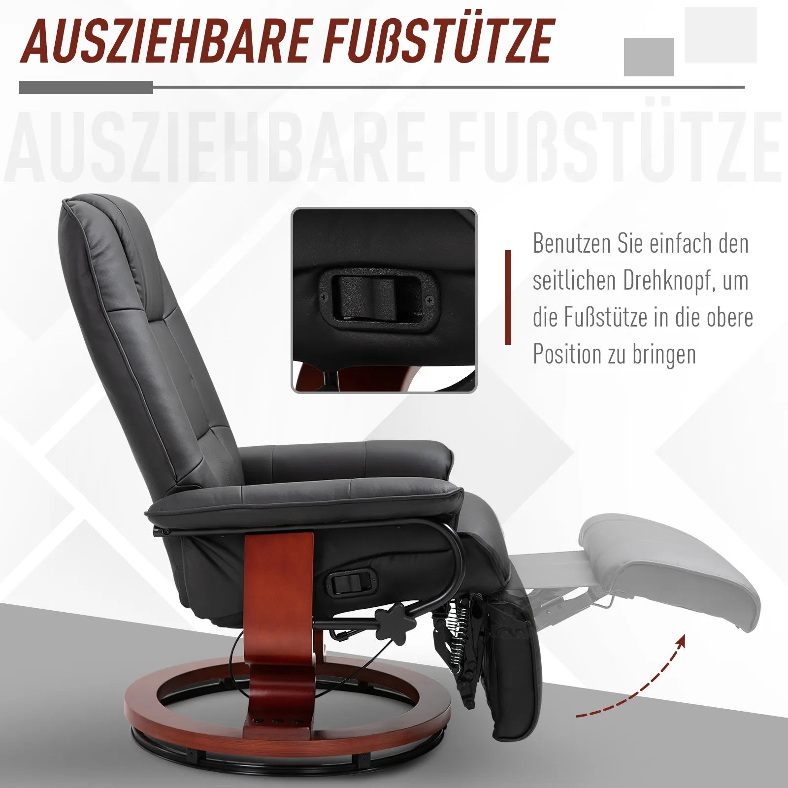 TV fotelis su atlošiamąja funkcija iki 120 kg, juodas