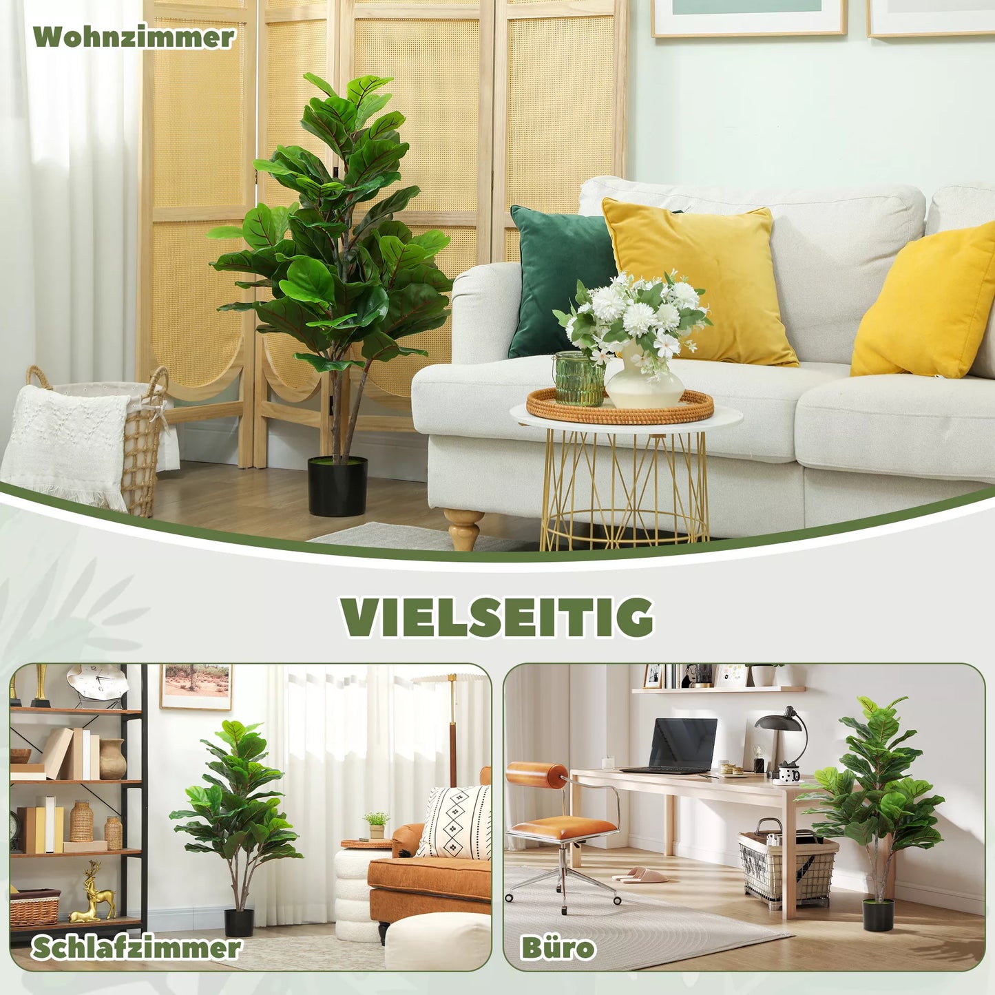 Dirbtinis Fikusas Lyra 110cm, plastikinė dirbtinė gėlė vazone, dekoracija, dovana