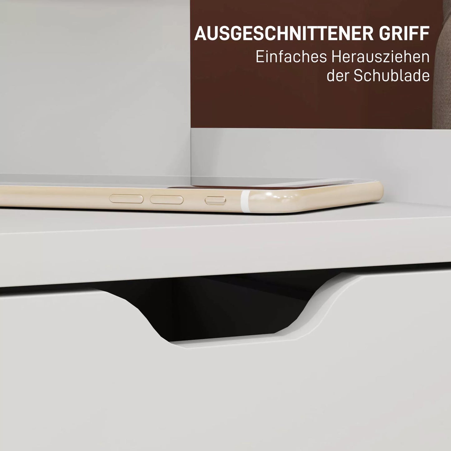 Naktinis staliukas su 2 stalčiais, atvira lentyna, 40x30x60 cm, Balta