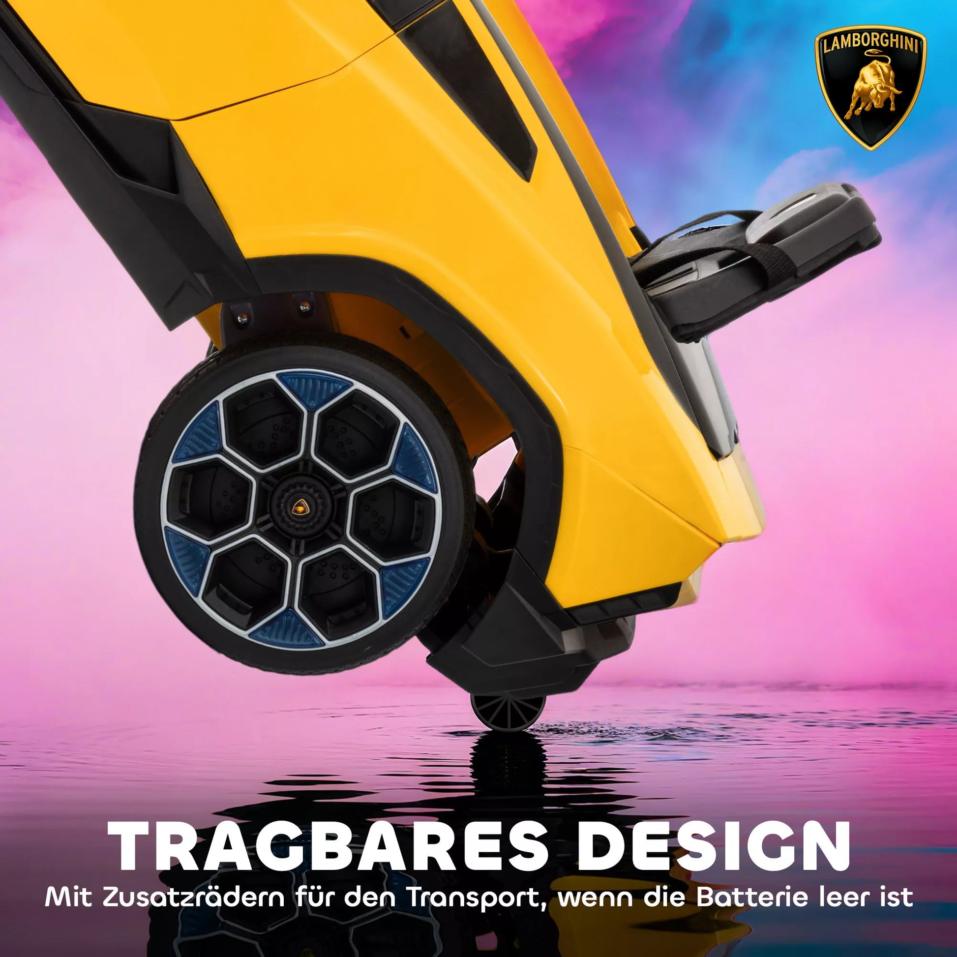 Vaikų elektrinis automobilis 12 V Vaikų automobilis su 2,4 GHz nuotolinio valdymo pultu, 2 varikliais, signaline, LED, muzika, 101,5 x 49 x 43 cm, geltonas