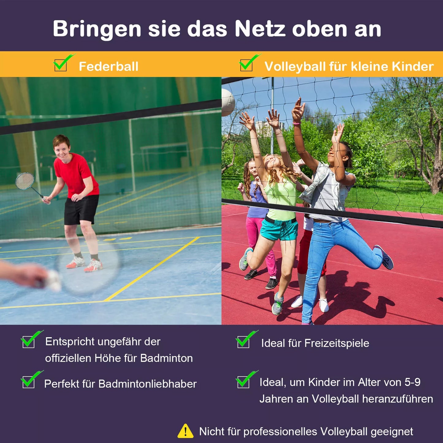Sulankstomas badmintono tinklas 94/158cm, tinklinio tinklas su transportavimo krepšiu, 2 pakopų reguliuojamo aukščio teniso tinklas, nešiojamas rinkinys tenisui, badmintono tinklas sodui, parkui, lauke