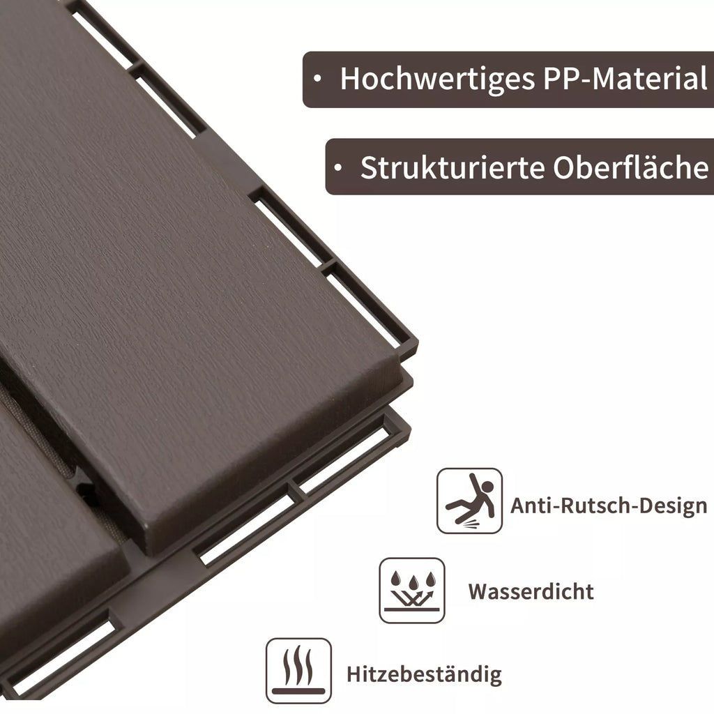 Lauko plytelės terasai balkonui su klick sistema 30x30 cm 9 vnt. 0,81㎡  rudos