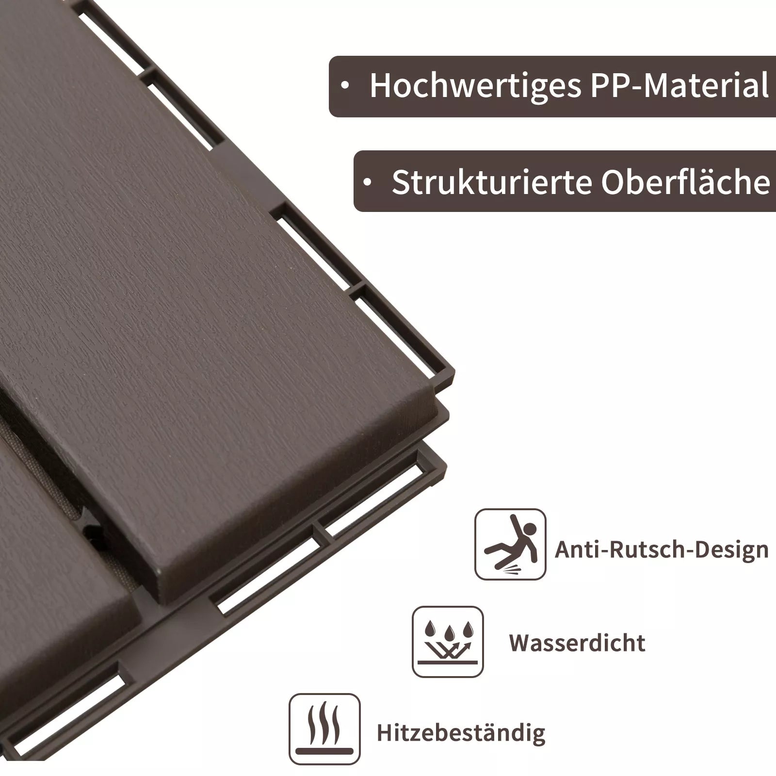 Lauko plytelės terasai balkonui su klick sistema 30x30 cm 9 vnt. 0,81㎡  rudos