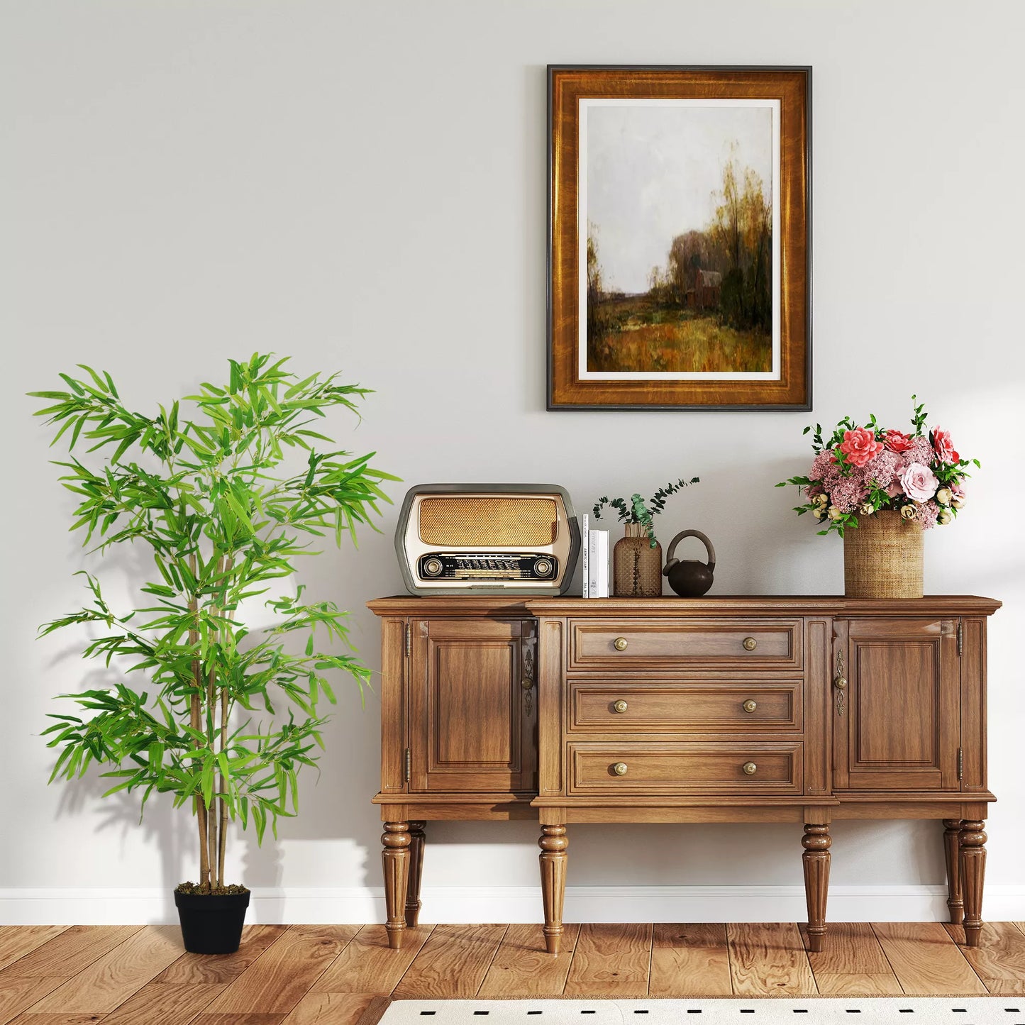 Dirbtinis bambukas, dirbtinis augalas, dekoratyvinis augalas su vazonu, dirbtinis medis, medžio dekoracija, 150 cm