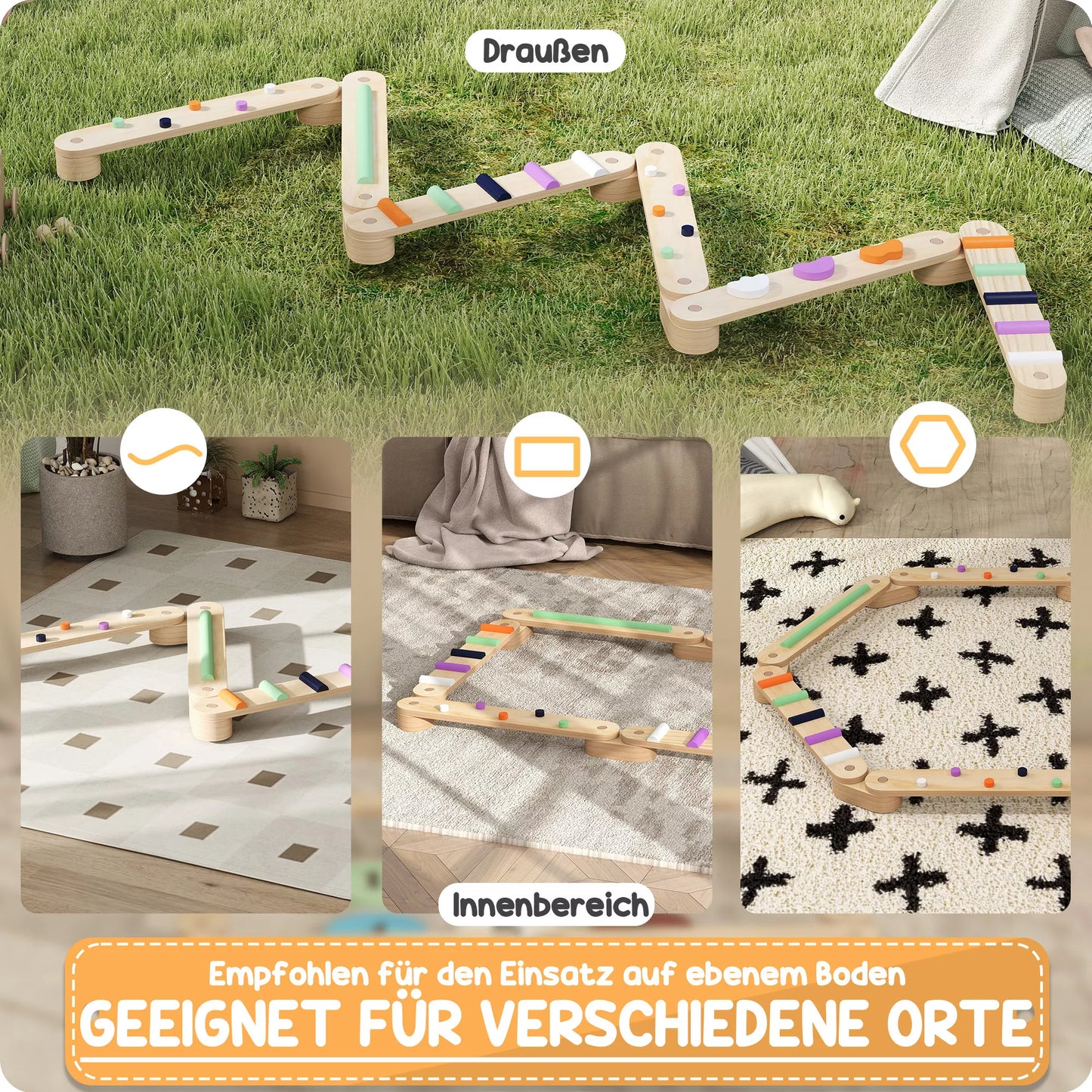 Medinis balansinis takelis vaikams, skirtas 3–8 metų vaikams, dvipusės balanso lentos žaismingai koordinacijai lavinti