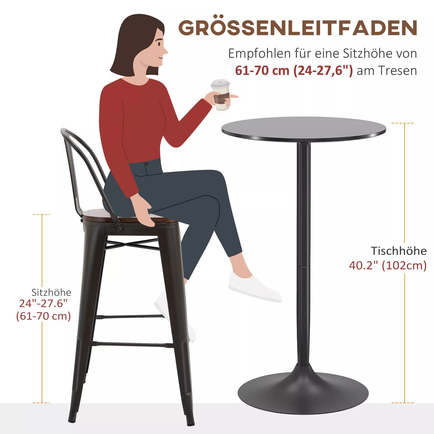 Baro stalas, stalas 2 žmonėms, 60 x 60 x 102 cm, juodas