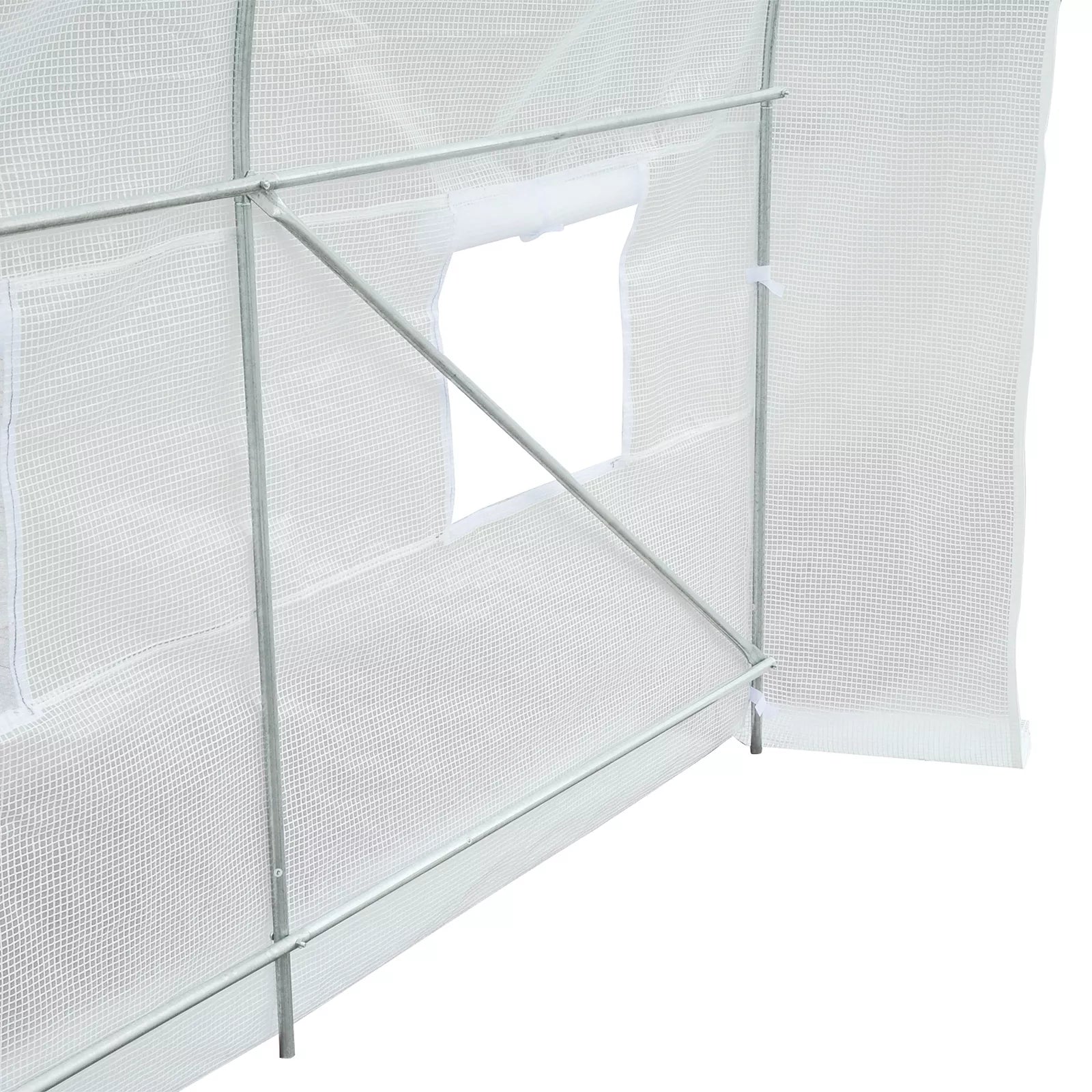 Šiltnamis 350x200x200cm Plėvelinis šiltnamis Pomidorų namelis su durimis, langu, plėvelinis tunelis iš cinkuoto plieno, augalų tunelis, šiltnamis su žemės inkarais ir virvėmis, sodo tunelis, baltas