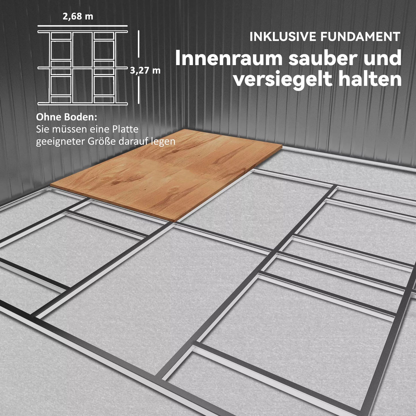 Sodo namelis įrankiams, atsparus oro sąlygoms, su vėdinimo langais, stumdomomis durimis, plieninis, tamsiai žalias