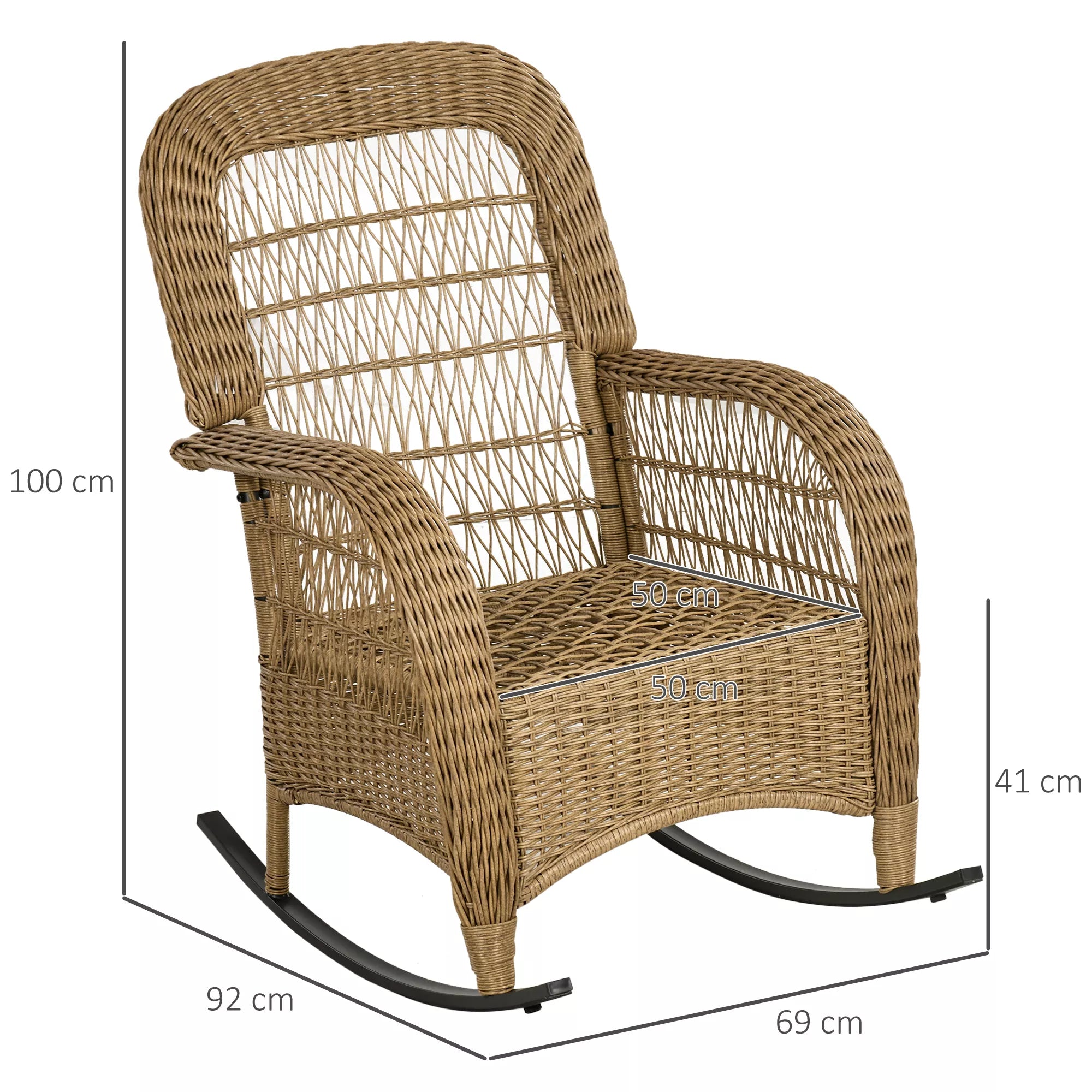 Boho stiliaus supamasis krėslas, PE rotangas, rotango supamasis krėslas, plaunami apmušalai, natūralus + šviesiai pilkas