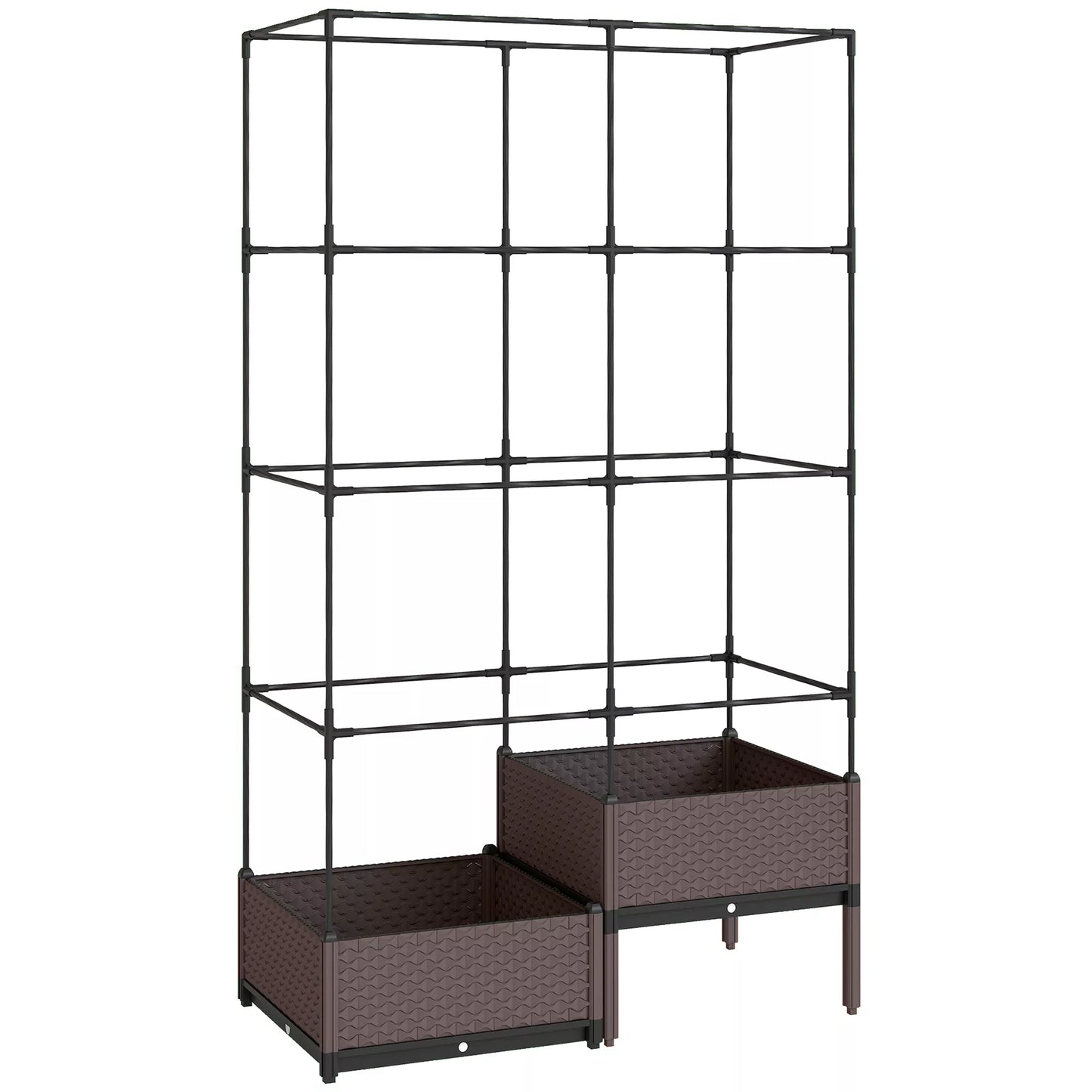 Aukštas gėlių vazonas su grotelėmis, drenažo skylėmis, plastikinis vazonas 100 x 50 x 174 cm