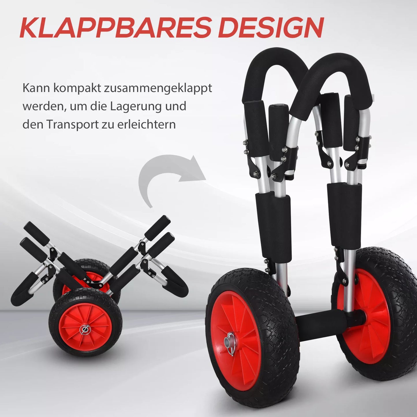 Surfwagen sulankstomas iki 45 kg AluTransportwagen Kajakwagen sulankstomas paminkštintas dirbtinės odos ratai Boatwagen Surfwagen Boatstrailer Trolley for Surfbrett Board Schlauchboot