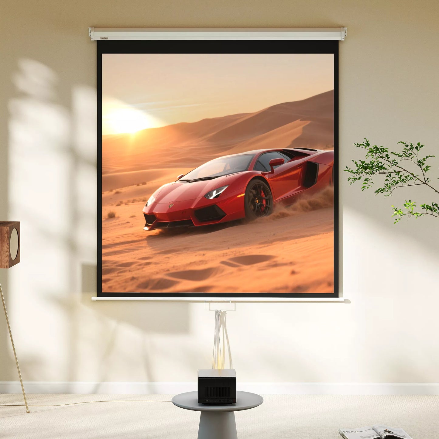 HOMCOM Projektoriaus ekranas 152 x 152 cm 85 coliai 1:1 HD 4K namų kinui ir biuro pristatymams