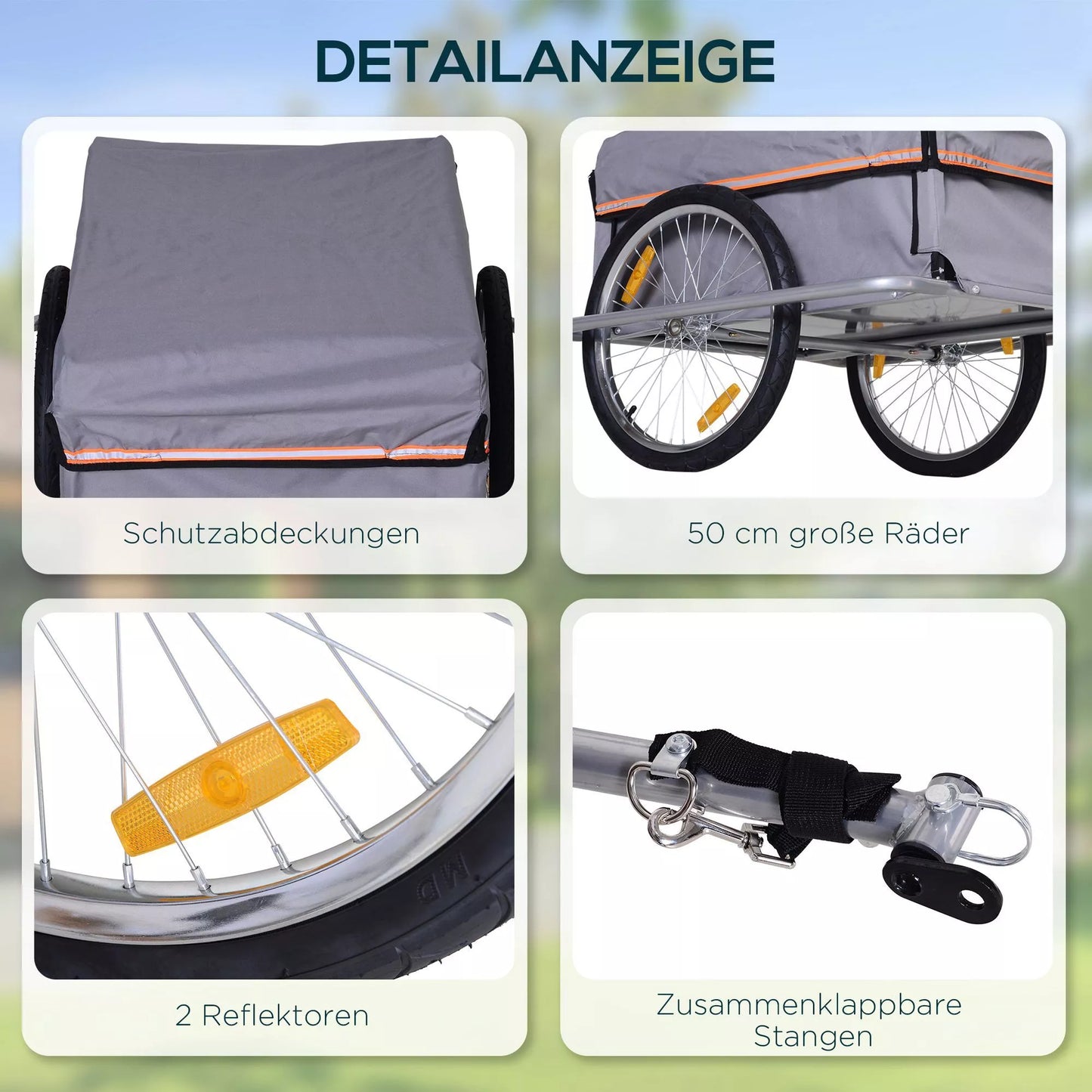 Sulankstoma dviračio priekaba, krovininė priekaba su jungtimi, transportavimo vežimėlis iki 40 kg, transporto priekaba, rankinis vežimėlis 140 x 88 x 60 cm