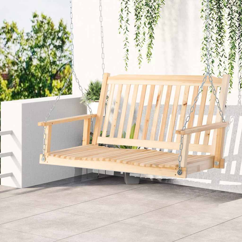 Sodo sūpynės 2 asmenims Sūpynės suoliukas Pakabinamas suoliukas Masyvi mediena Patio terasa Kiemas Gamta 117 x 69 x 60 cm