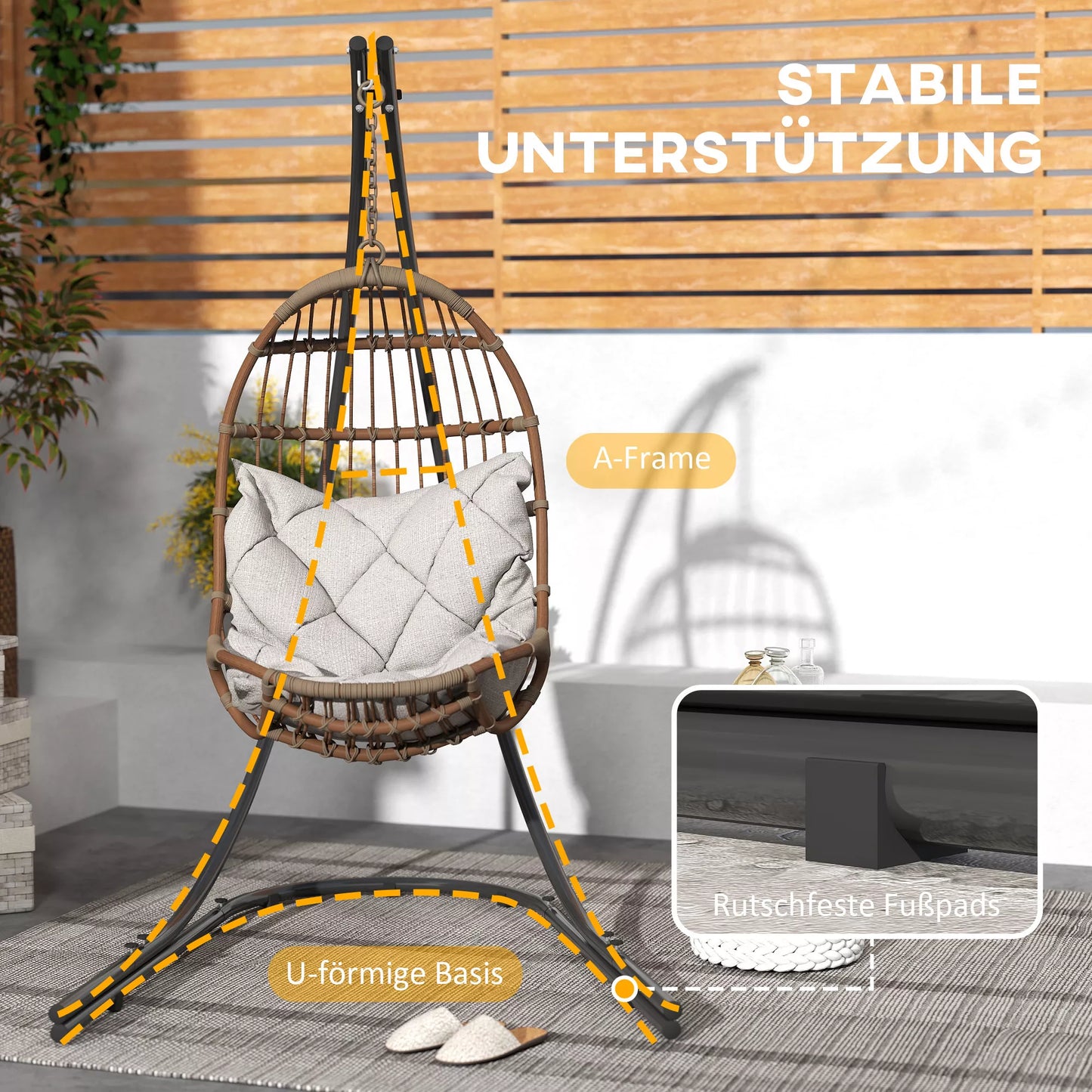 C formos pakabinamojo kėdės stovas Metalinis stovas su pagrindu pakabinamajai kėdėms iki 150 kg Juodas