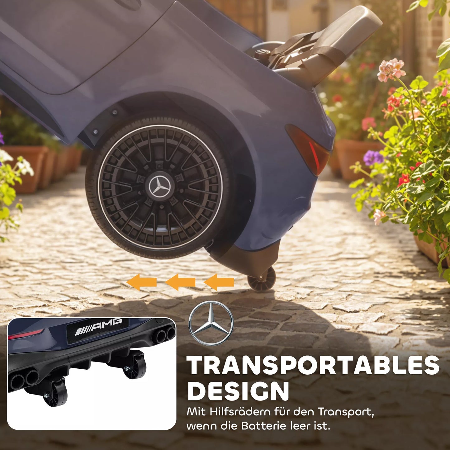 Vaikų elektrinis automobilis, „Mercedes“ dizainas, 12 V varikliai, nuotolinio valdymo pultas, LED žibintai, muzika, skirtas 3–6 metų vaikams, pilkos spalvos