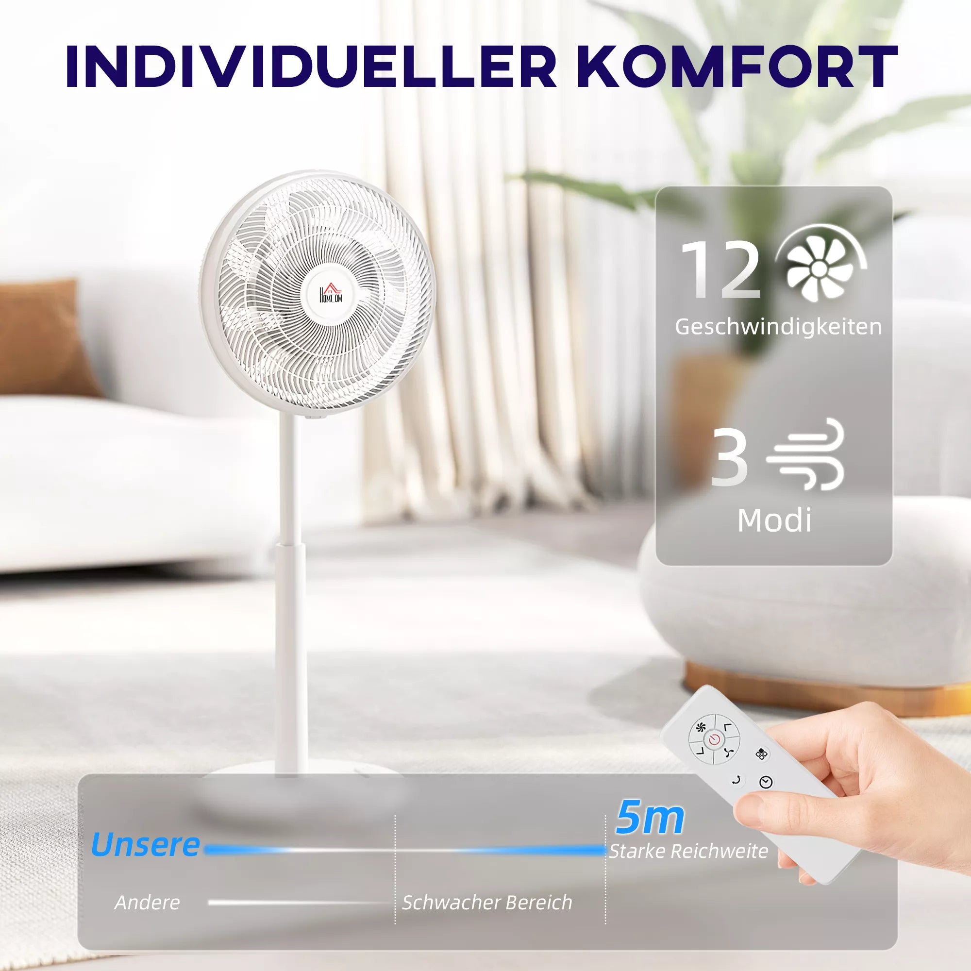 Ventiliatorius, oro kondicionierius, 3 režimai, LED indikatorius, pasukamas, plastikinis, baltas