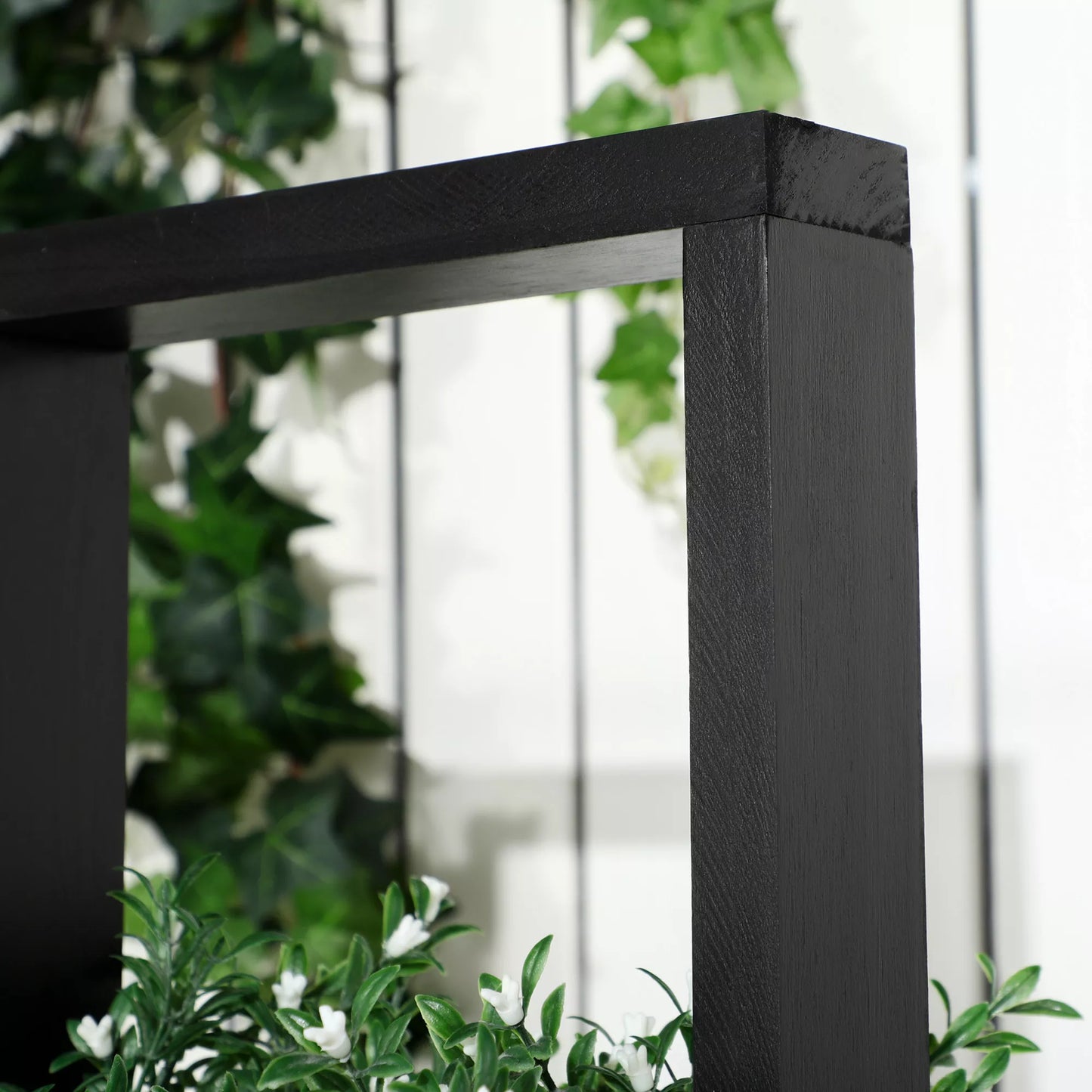 Augalų vazonų derinys, modulinis dizainas, stovas, natūrali mediena, juoda, 90 x 45 x 170 cm